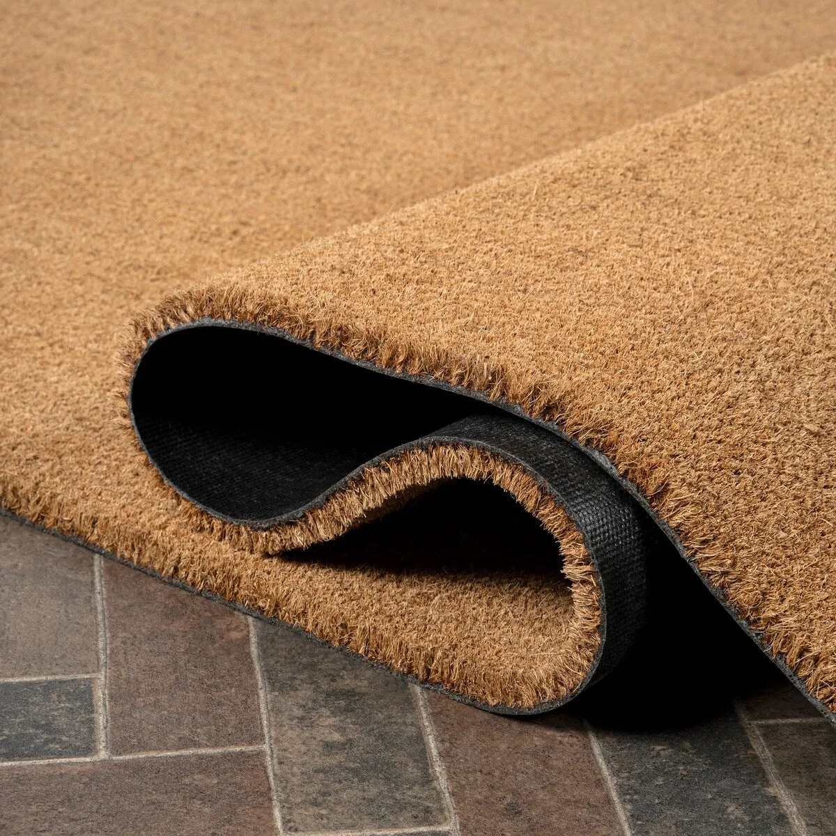 JONATHAN Y Freya Classic Casual Commerical Natural Coir Light Brown Doormat