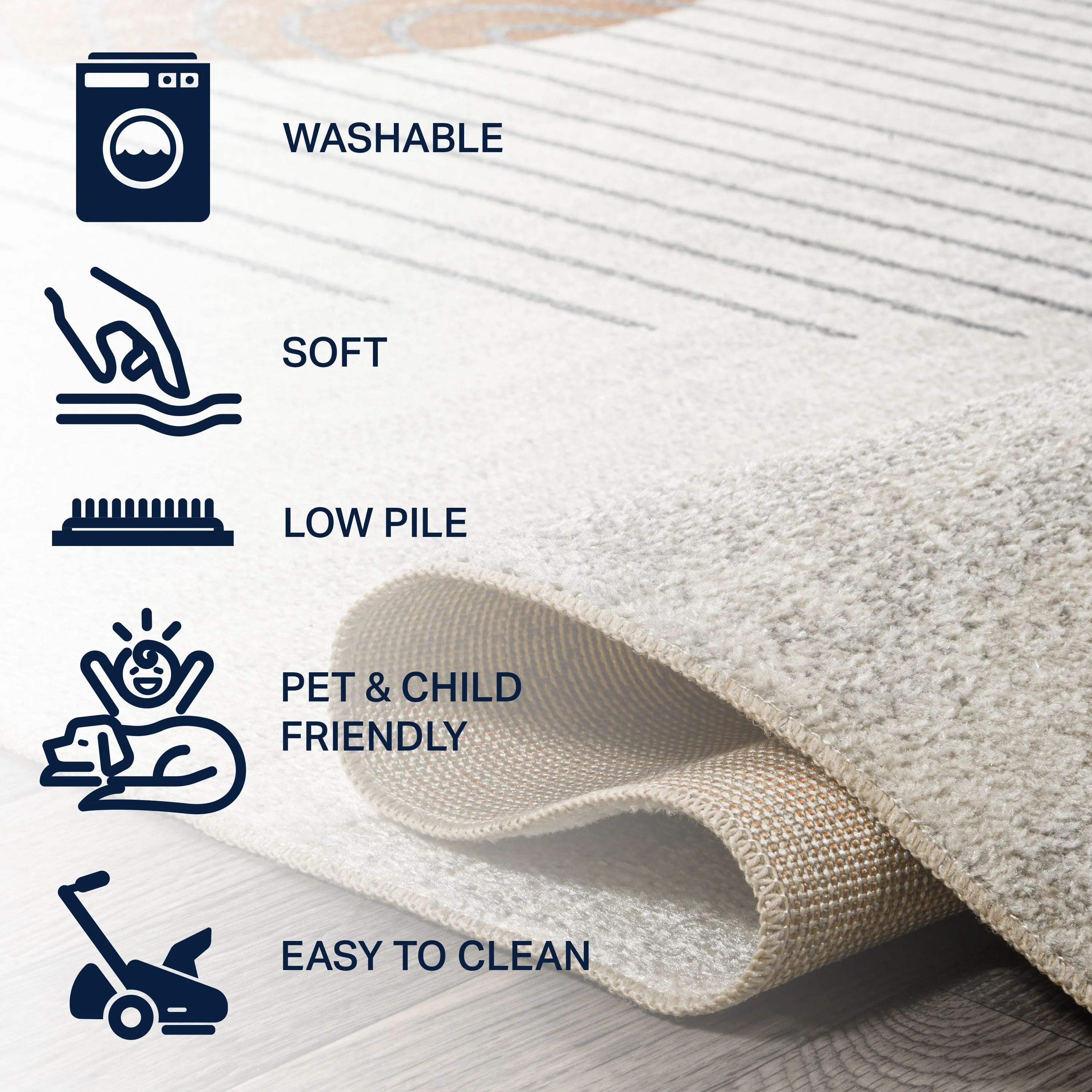 JONATHAN Y Hiero Geometric Modern Low-Pile Machine-Washable Cream/Terra Area Rug