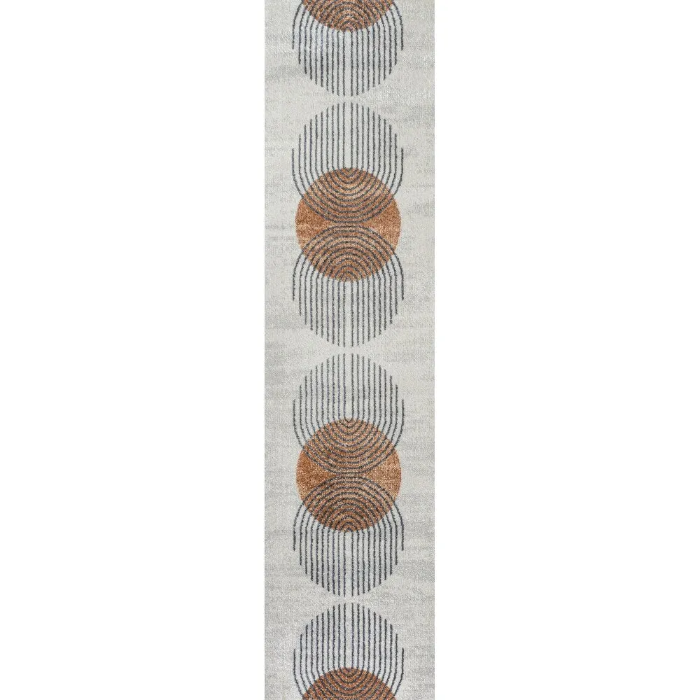 JONATHAN Y Hiero Geometric Modern Low-Pile Machine-Washable Cream/Terra Area Rug