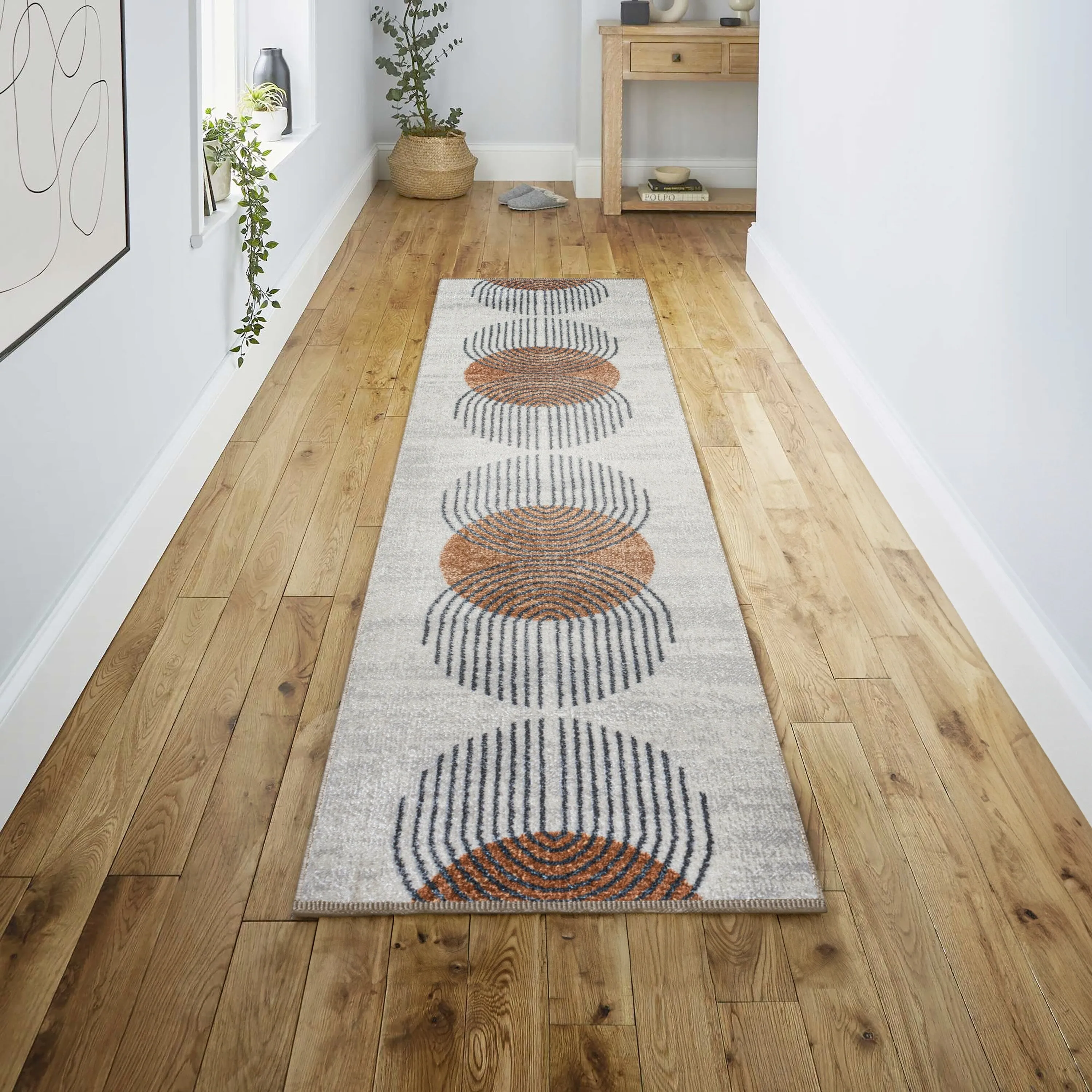 JONATHAN Y Hiero Geometric Modern Low-Pile Machine-Washable Cream/Terra Area Rug