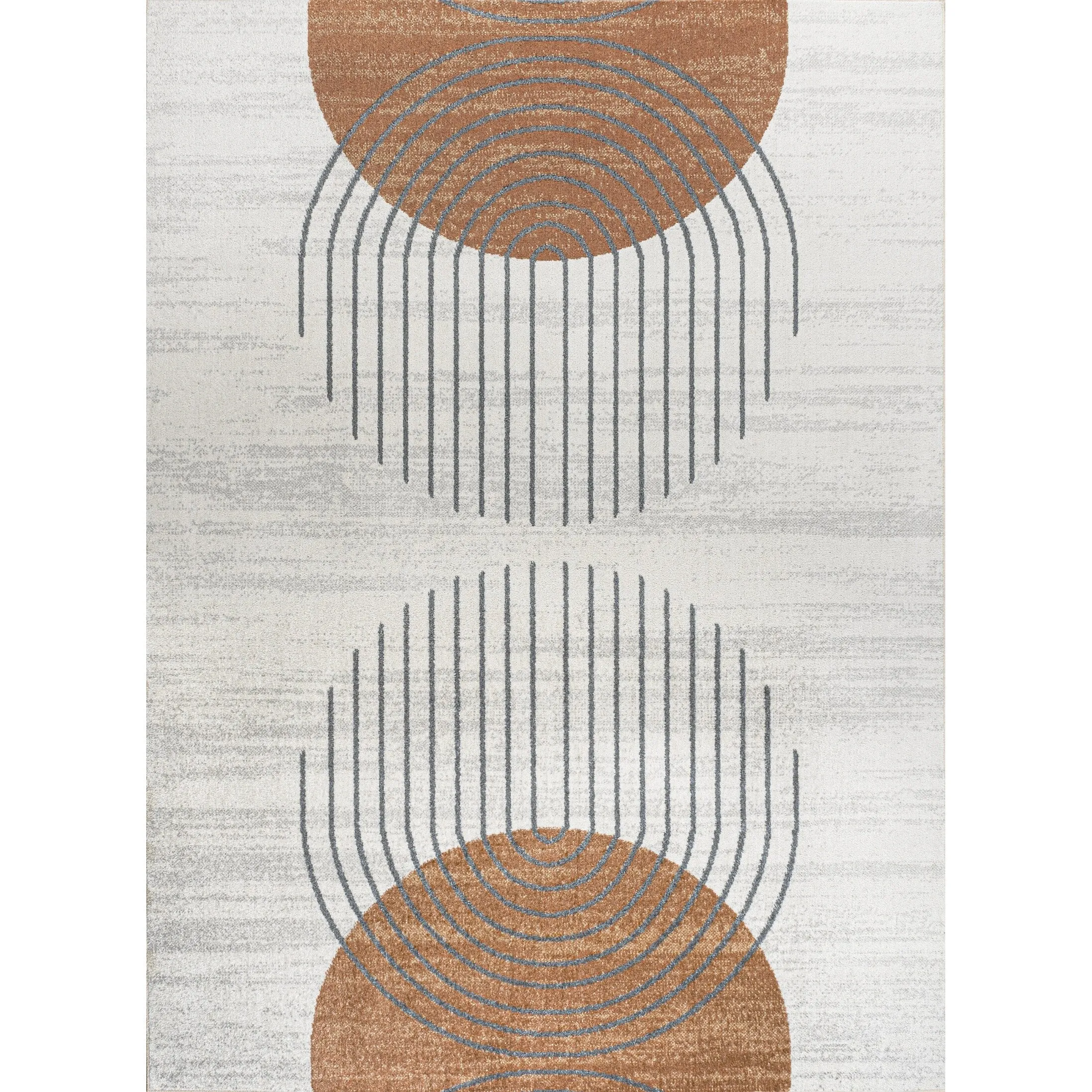 JONATHAN Y Hiero Geometric Modern Low-Pile Machine-Washable Cream/Terra Area Rug