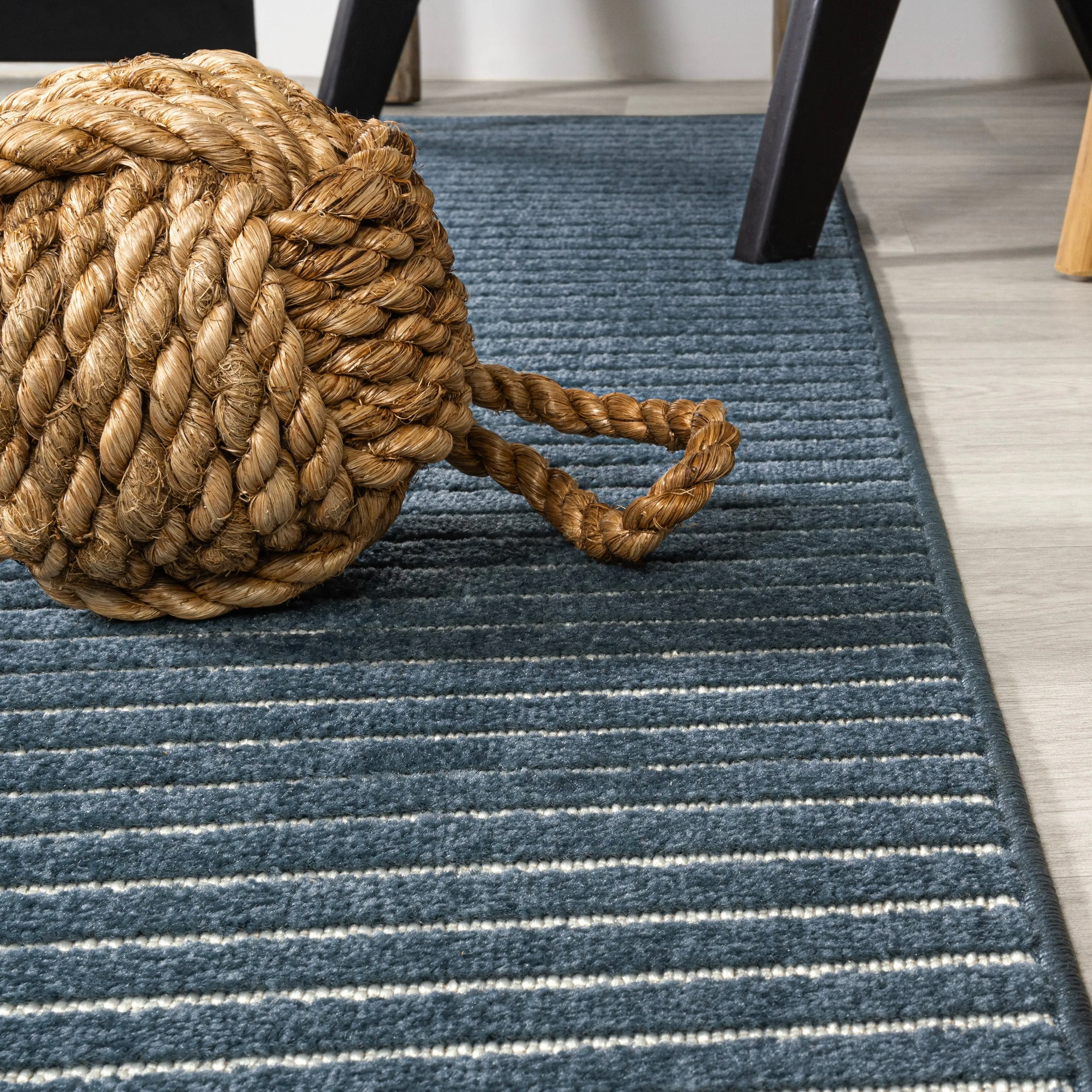 JONATHAN Y Maribo Minimalist Scandi Striped Navy/ivory Area Rug