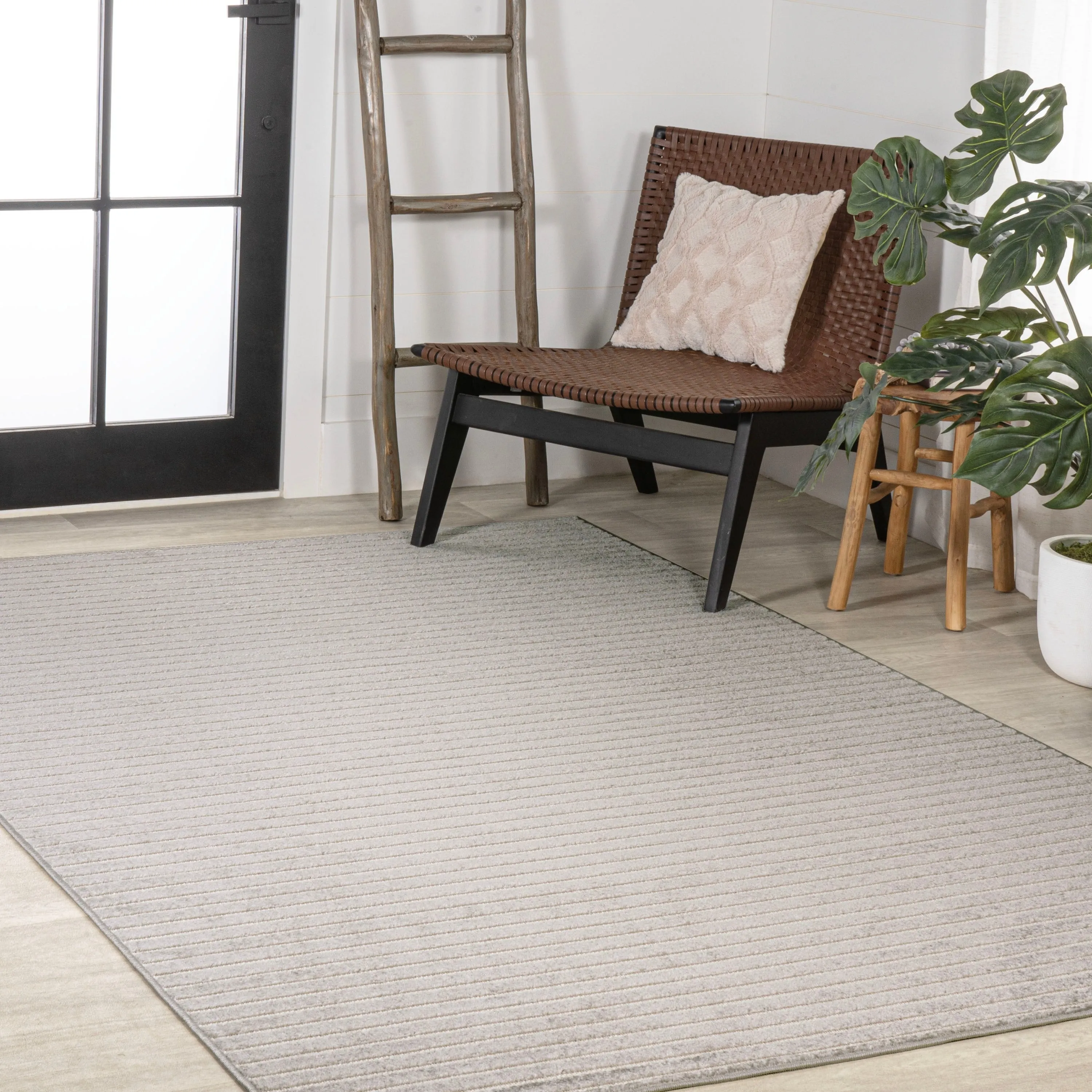 JONATHAN Y Maribo Minimalist Scandi Striped Navy/ivory Area Rug