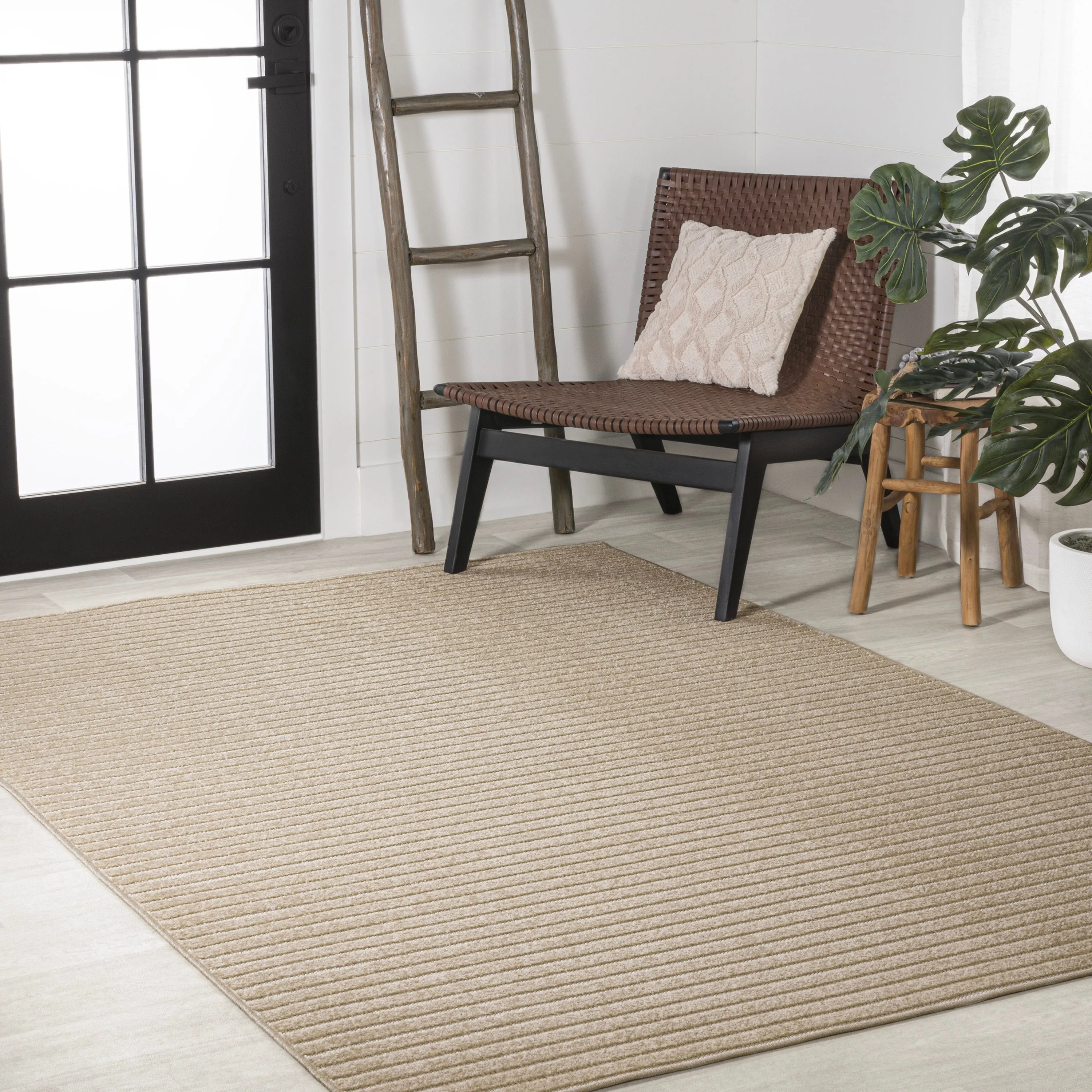 JONATHAN Y Maribo Minimalist Scandi Striped Navy/ivory Area Rug