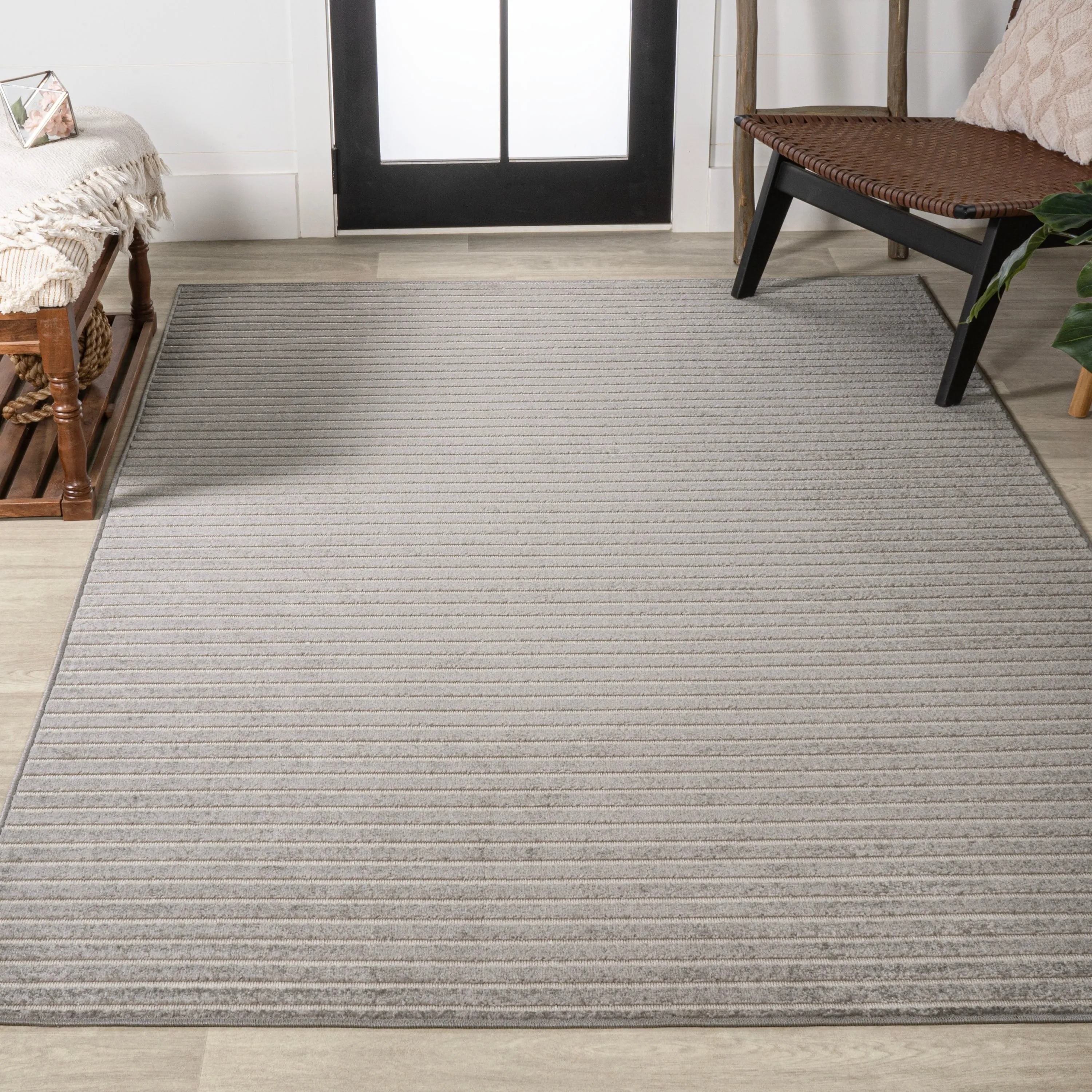 JONATHAN Y Maribo Minimalist Scandi Striped Navy/ivory Area Rug