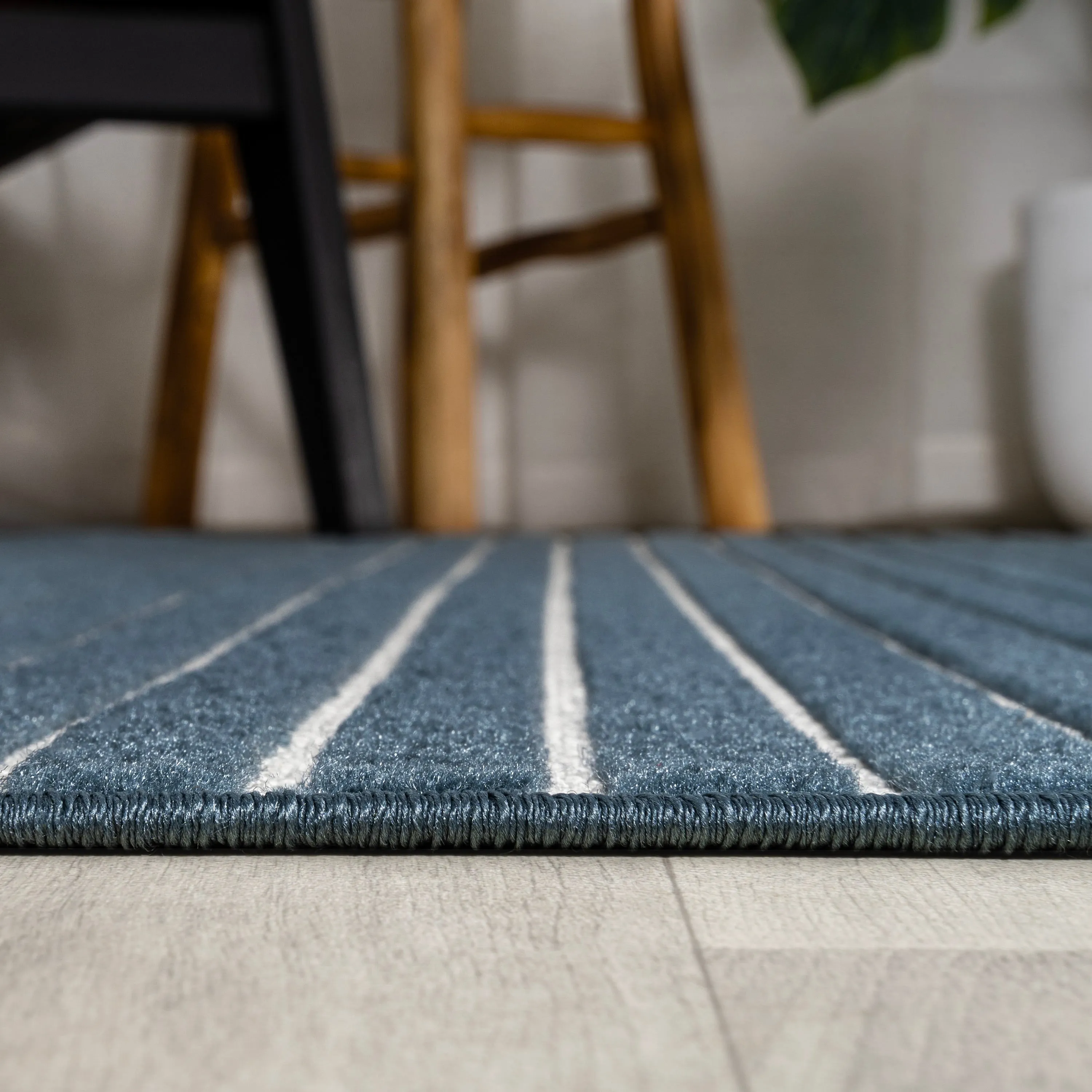 JONATHAN Y Maribo Minimalist Scandi Striped Navy/ivory Area Rug