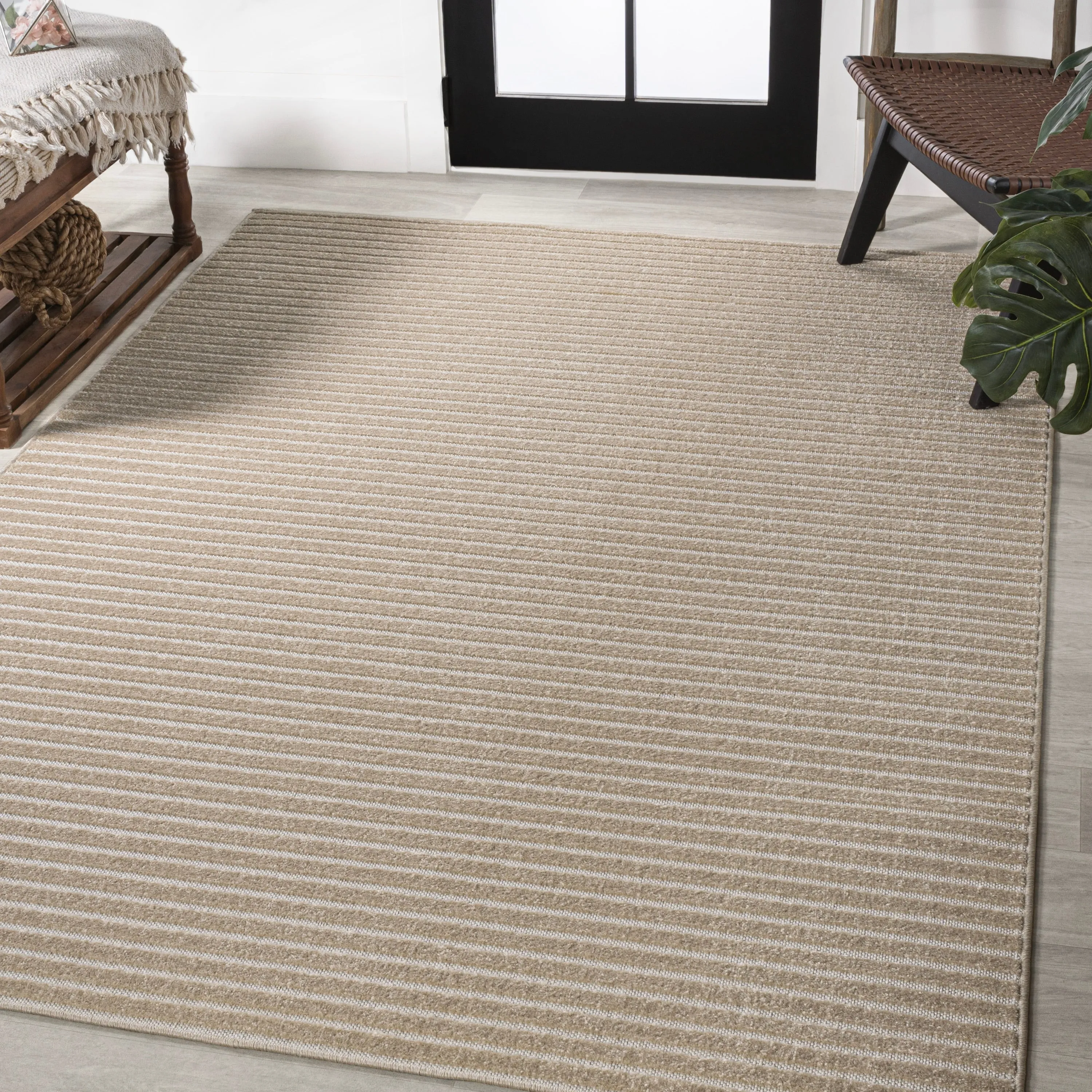 JONATHAN Y Maribo Minimalist Scandi Striped Navy/ivory Area Rug