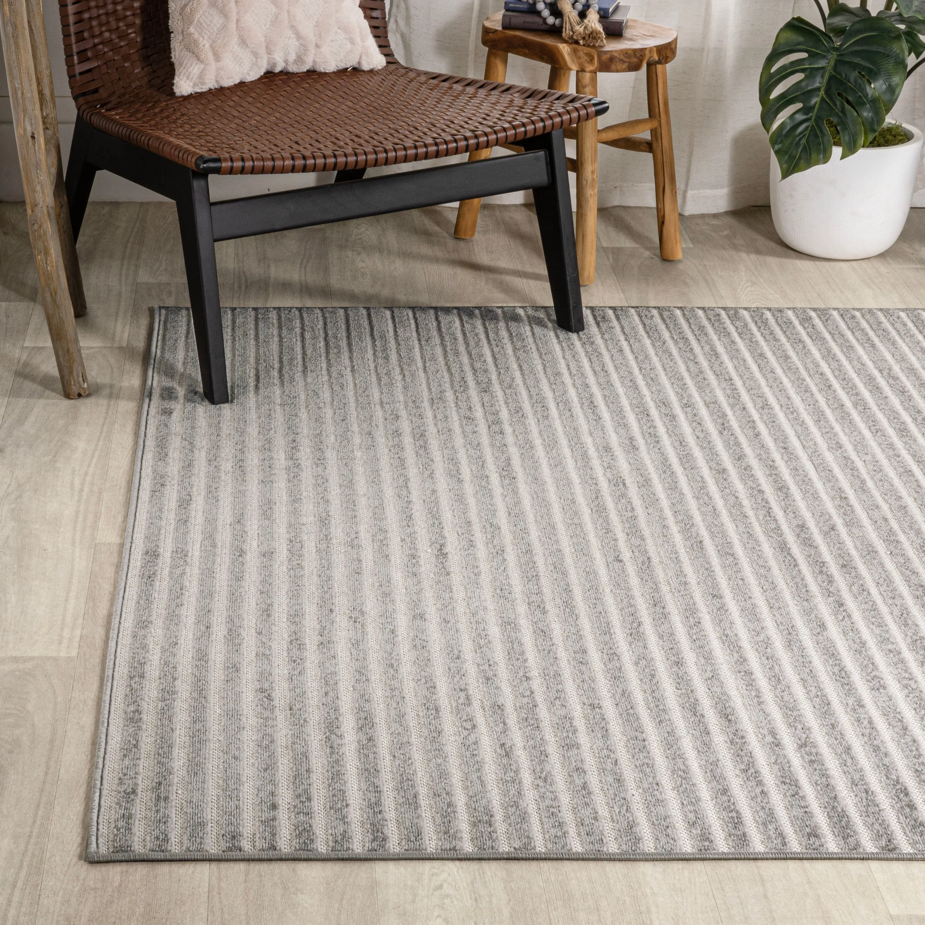 JONATHAN Y Maribo Minimalist Scandi Striped Navy/ivory Area Rug