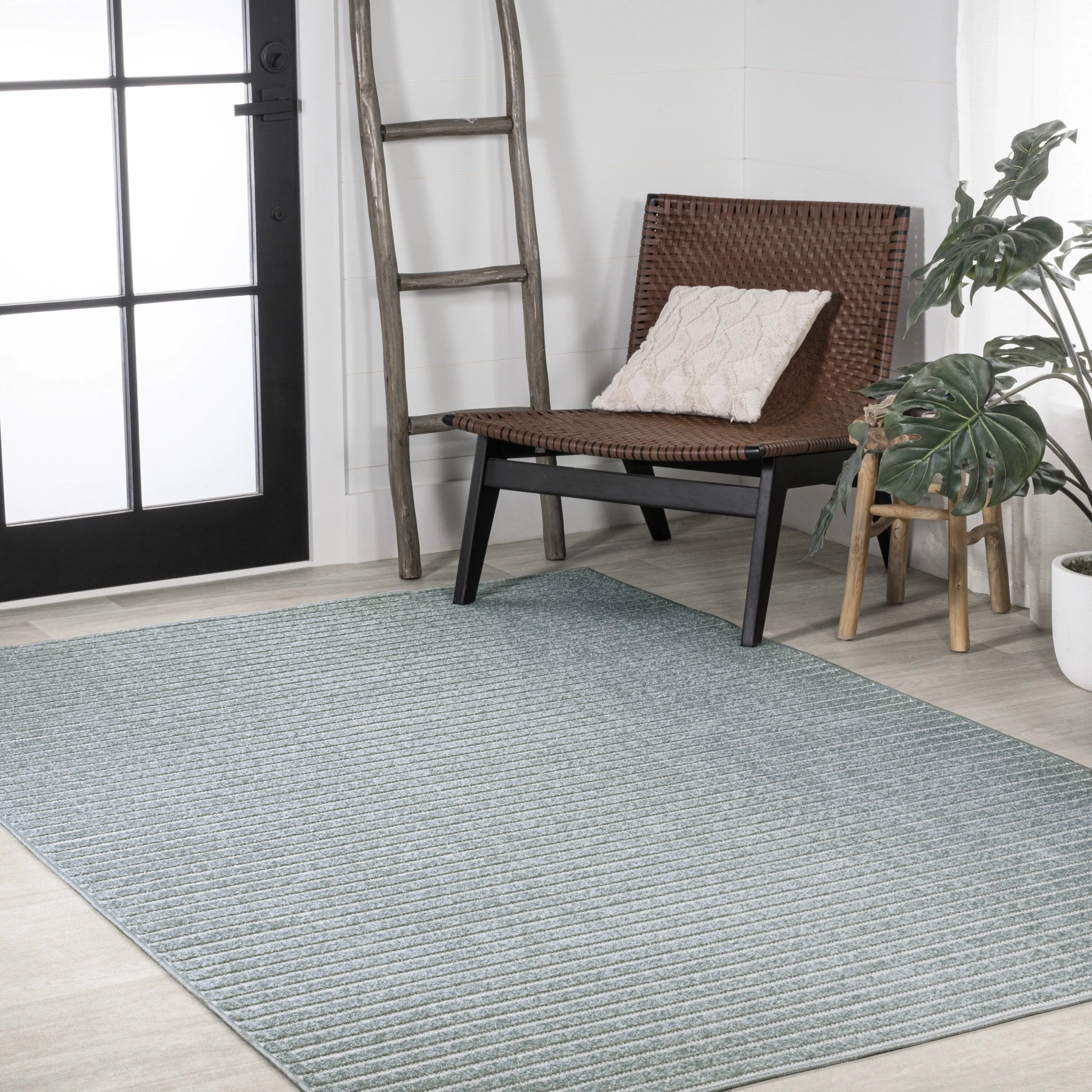 JONATHAN Y Maribo Minimalist Scandi Striped Navy/ivory Area Rug