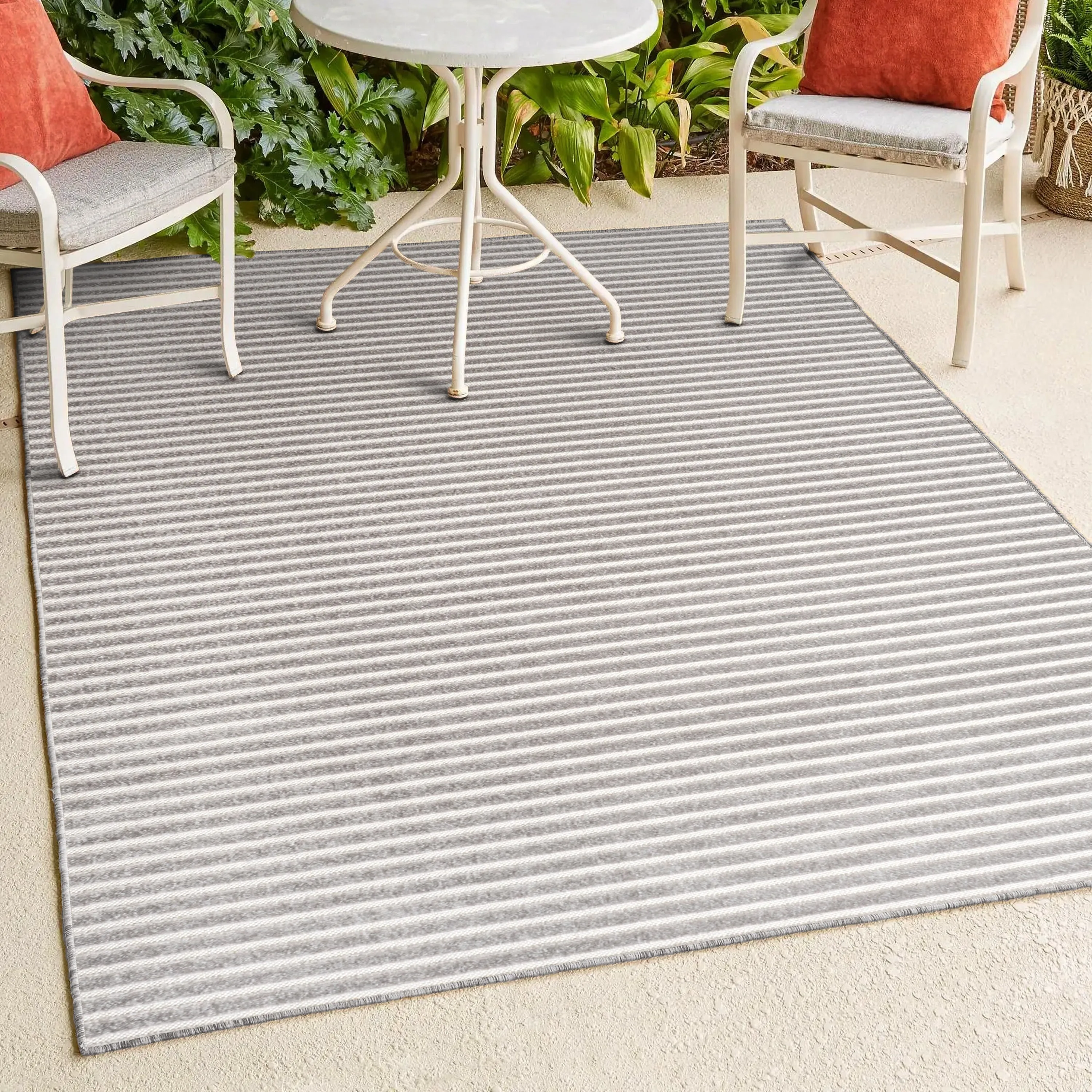 JONATHAN Y Maribo Minimalist Scandi Striped Navy/ivory Area Rug