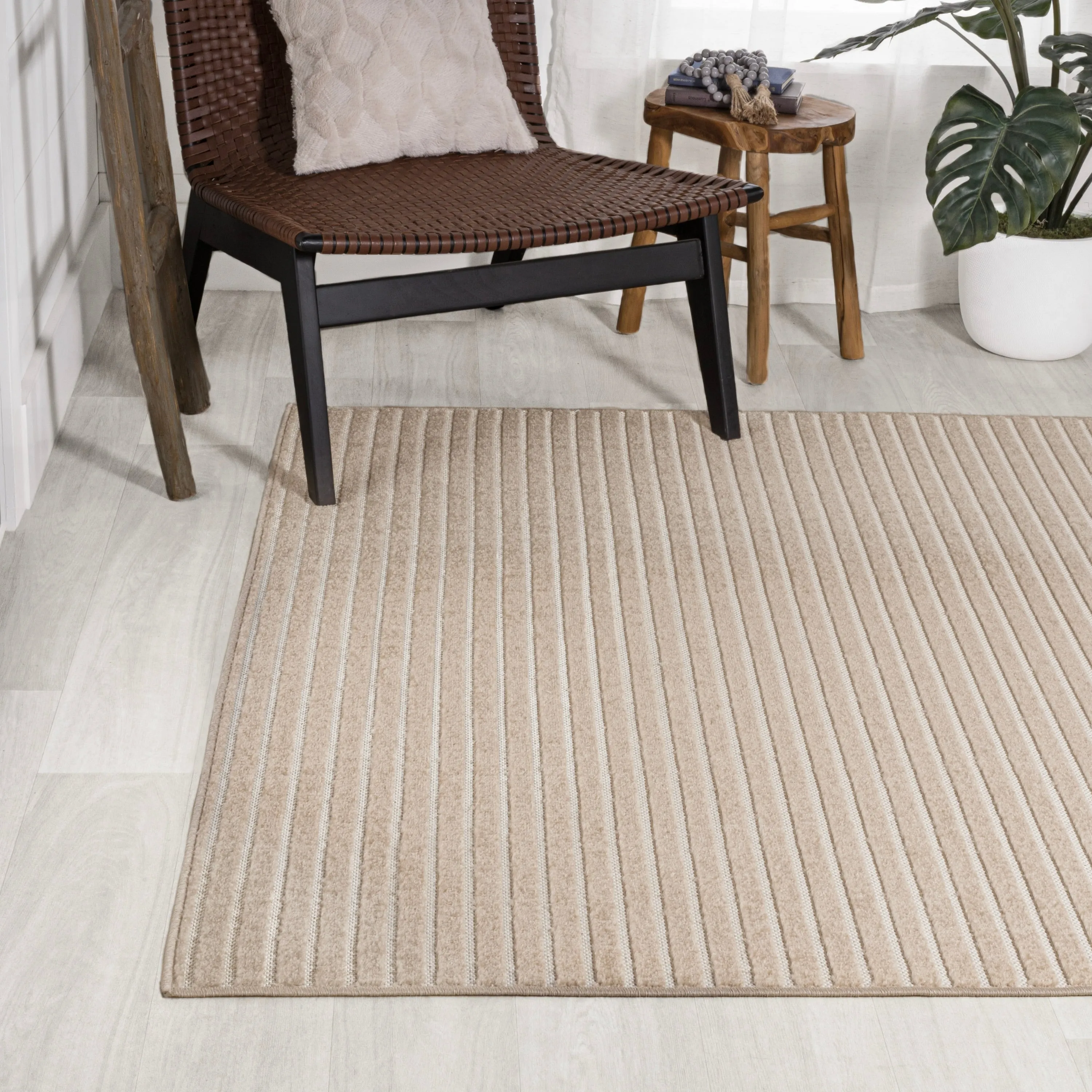 JONATHAN Y Maribo Minimalist Scandi Striped Navy/ivory Area Rug