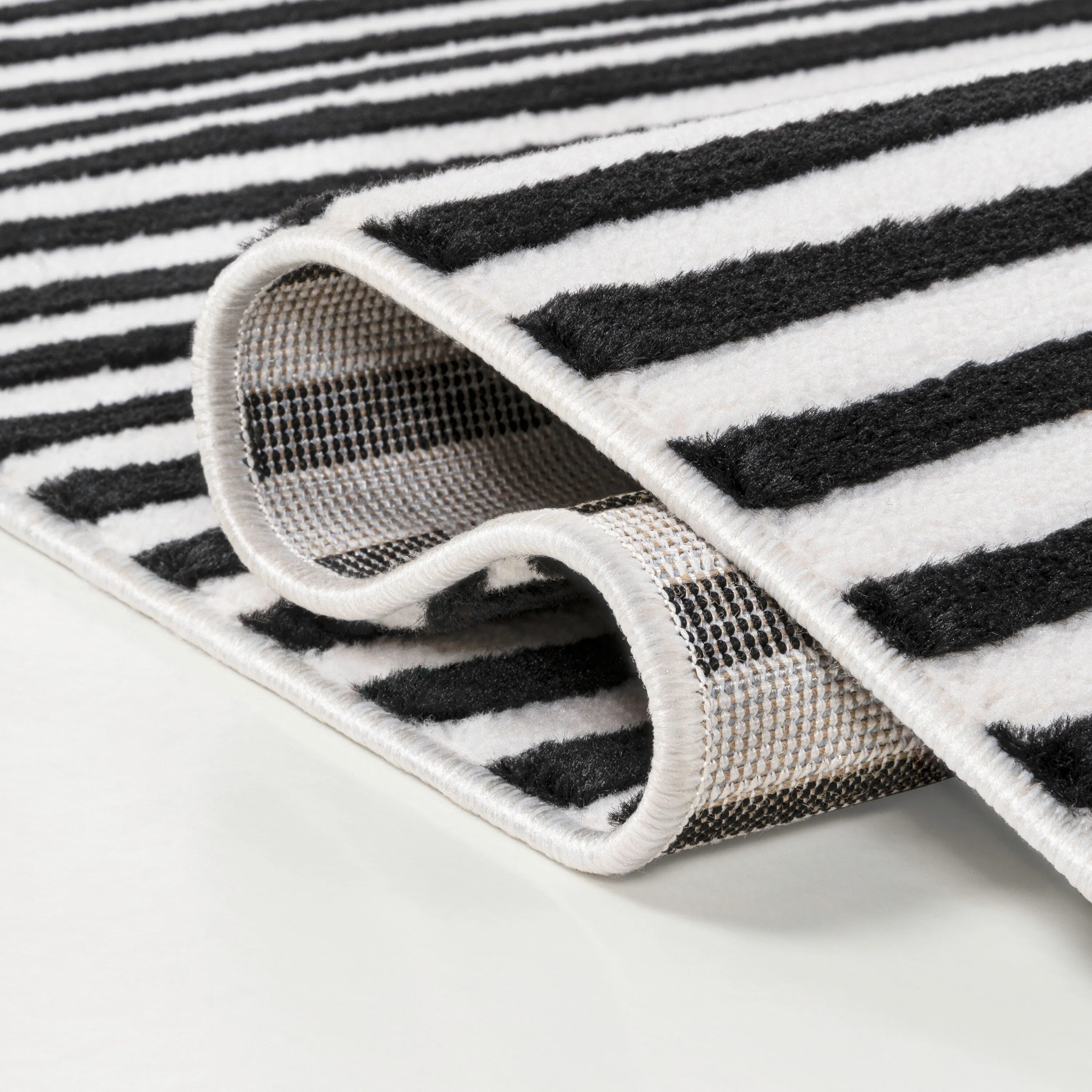 JONATHAN Y Maribo Minimalist Scandi Striped Navy/ivory Area Rug