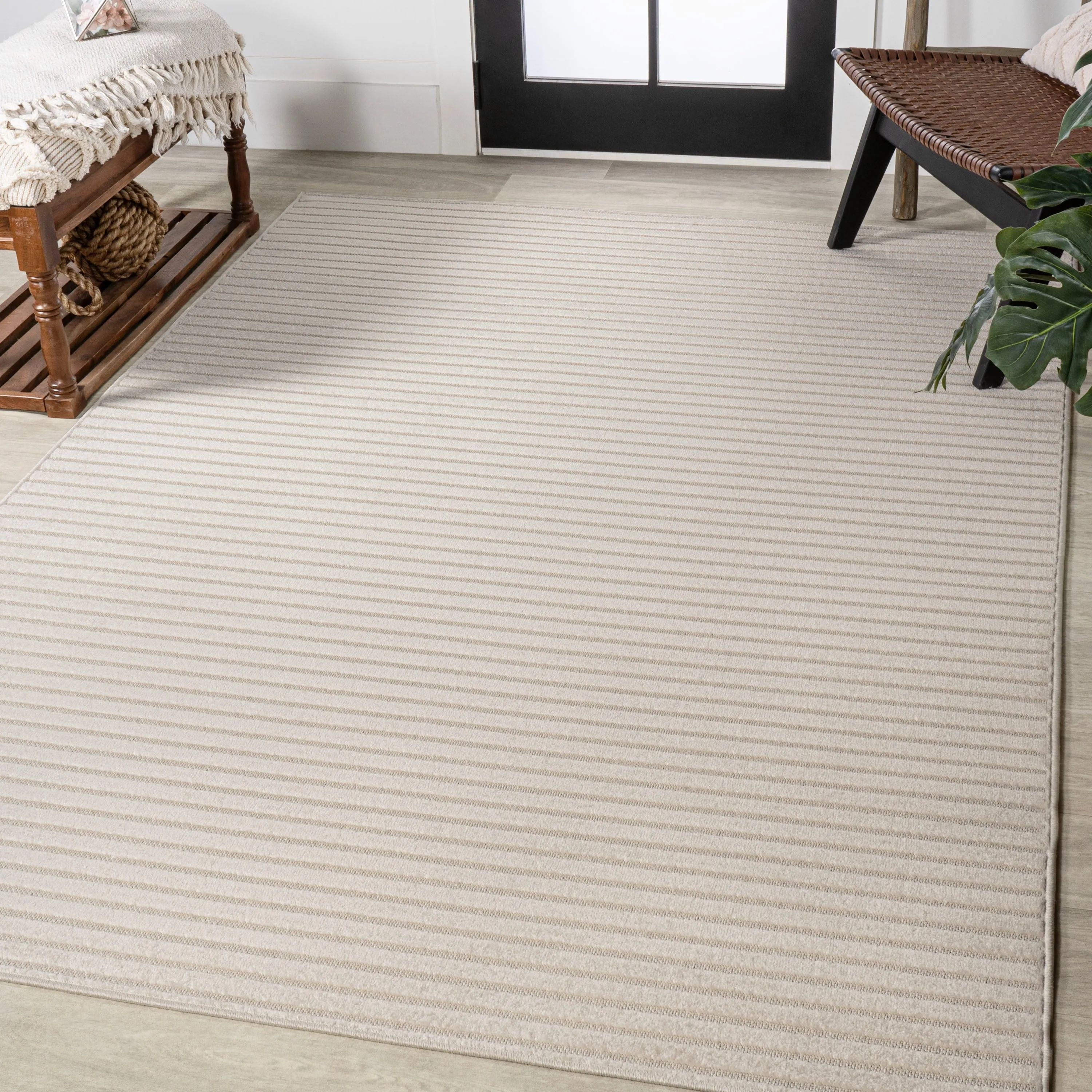 JONATHAN Y Maribo Minimalist Scandi Striped Navy/ivory Area Rug