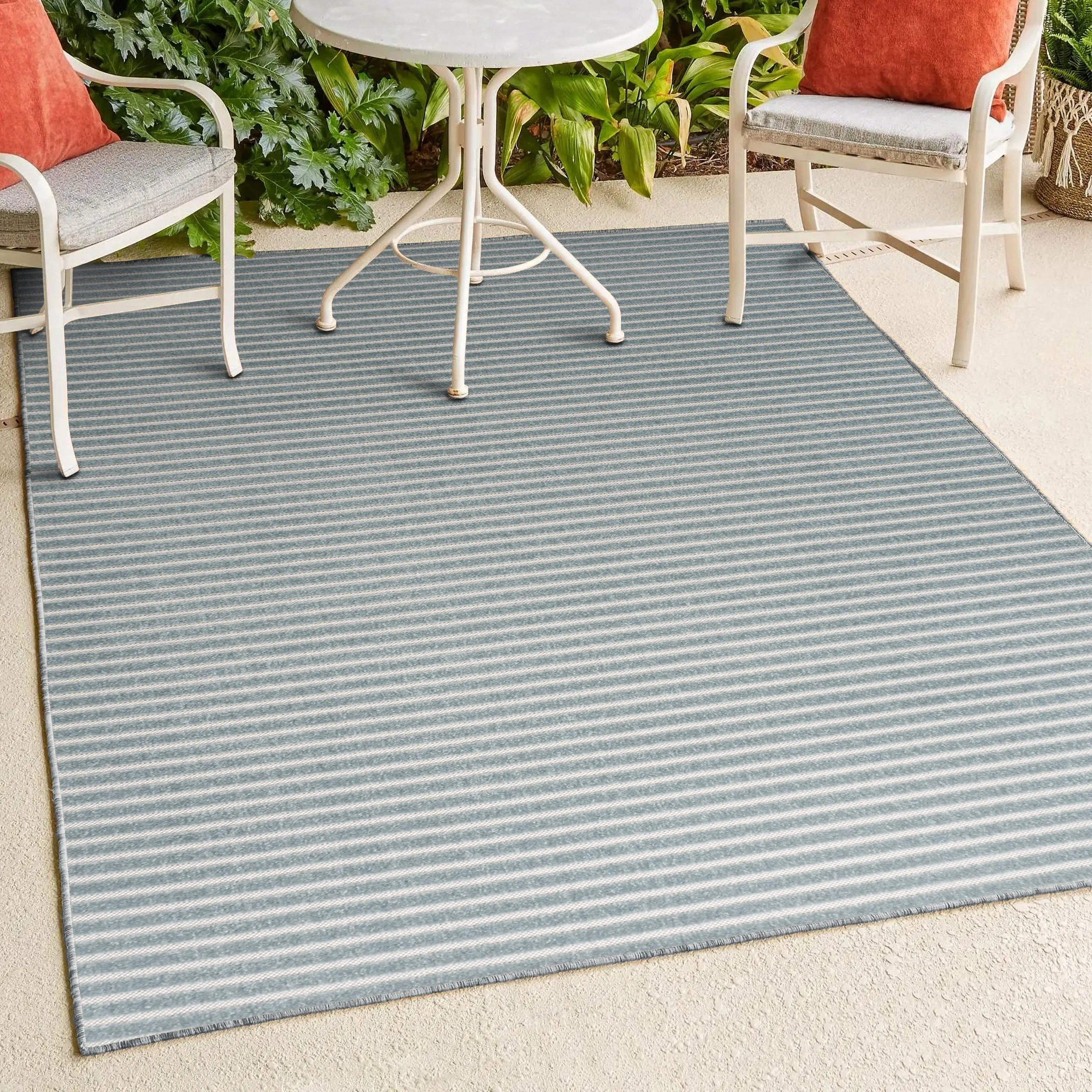 JONATHAN Y Maribo Minimalist Scandi Striped Navy/ivory Area Rug