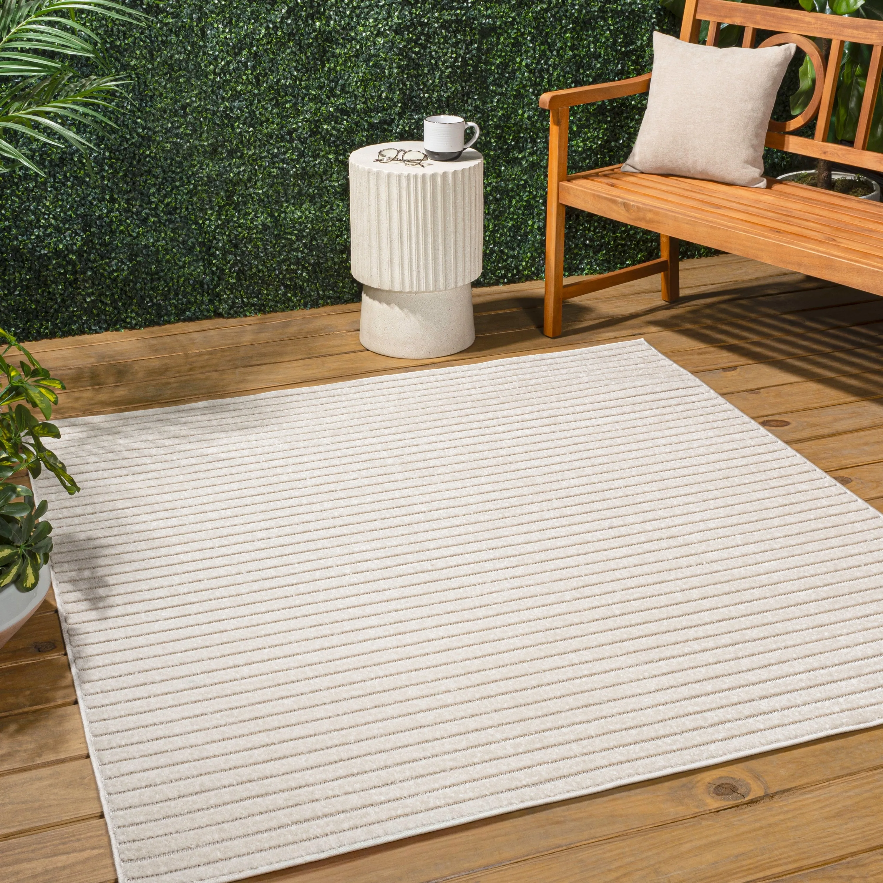 JONATHAN Y Maribo Minimalist Scandi Striped Navy/ivory Area Rug