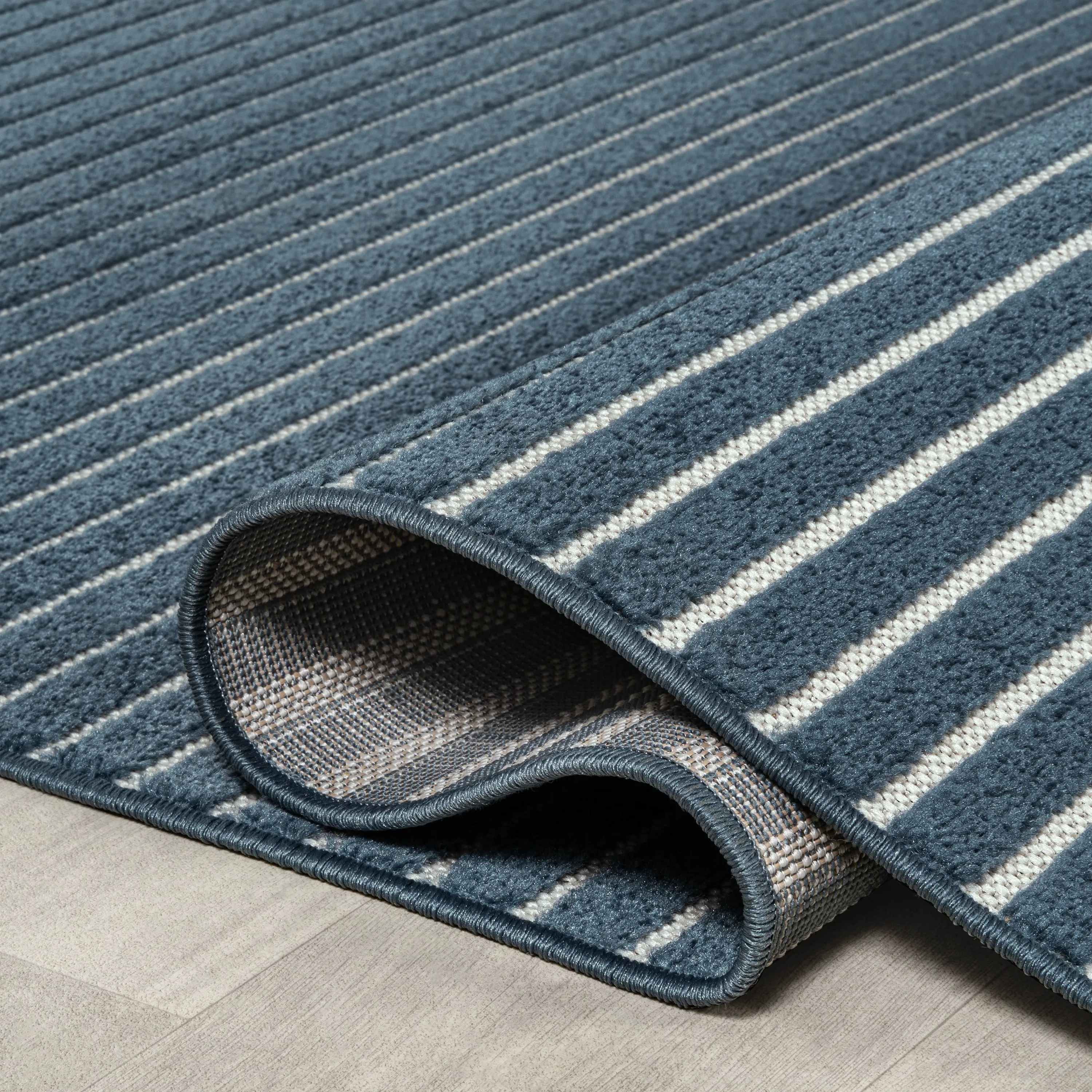 JONATHAN Y Maribo Minimalist Scandi Striped Navy/ivory Area Rug