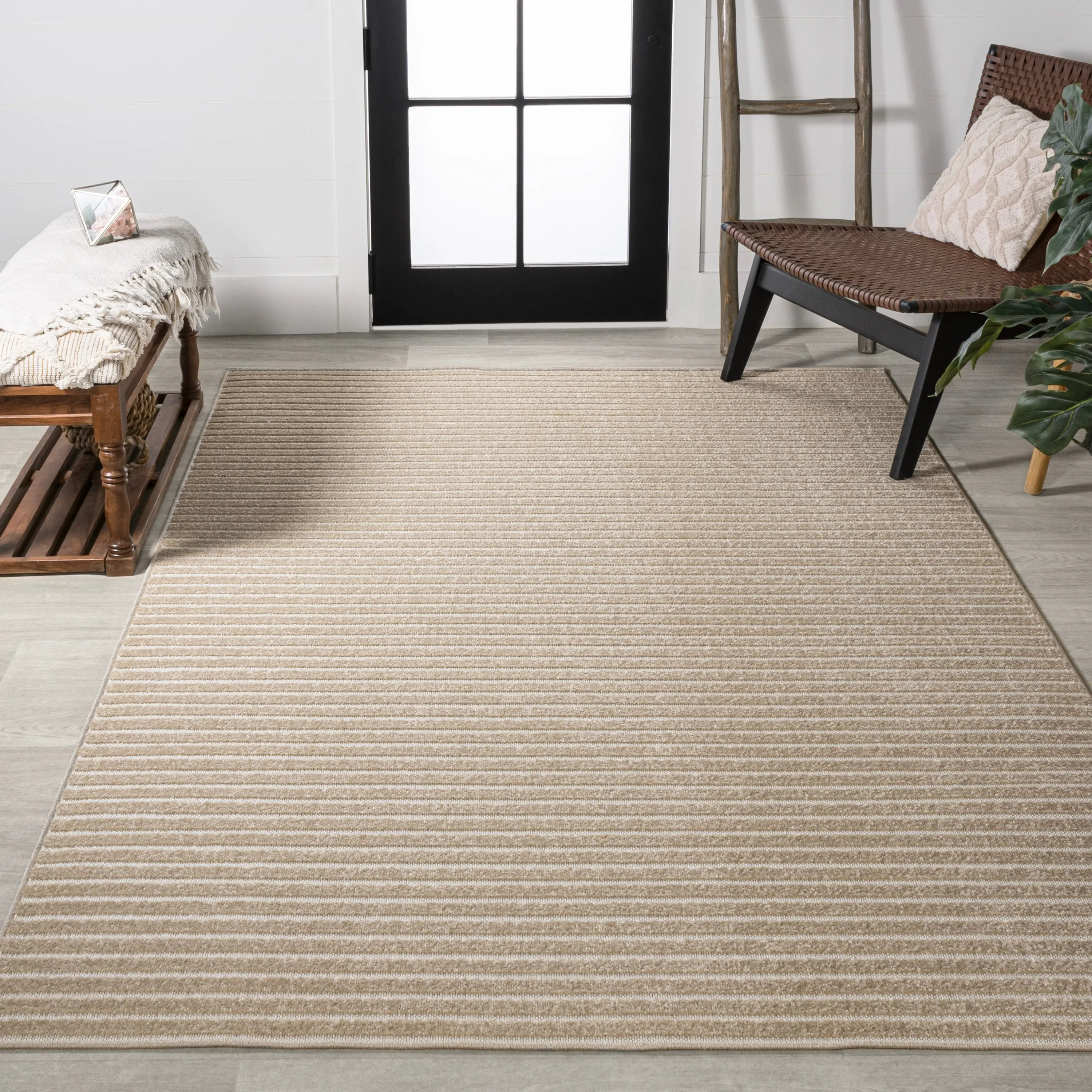 JONATHAN Y Maribo Minimalist Scandi Striped Navy/ivory Area Rug