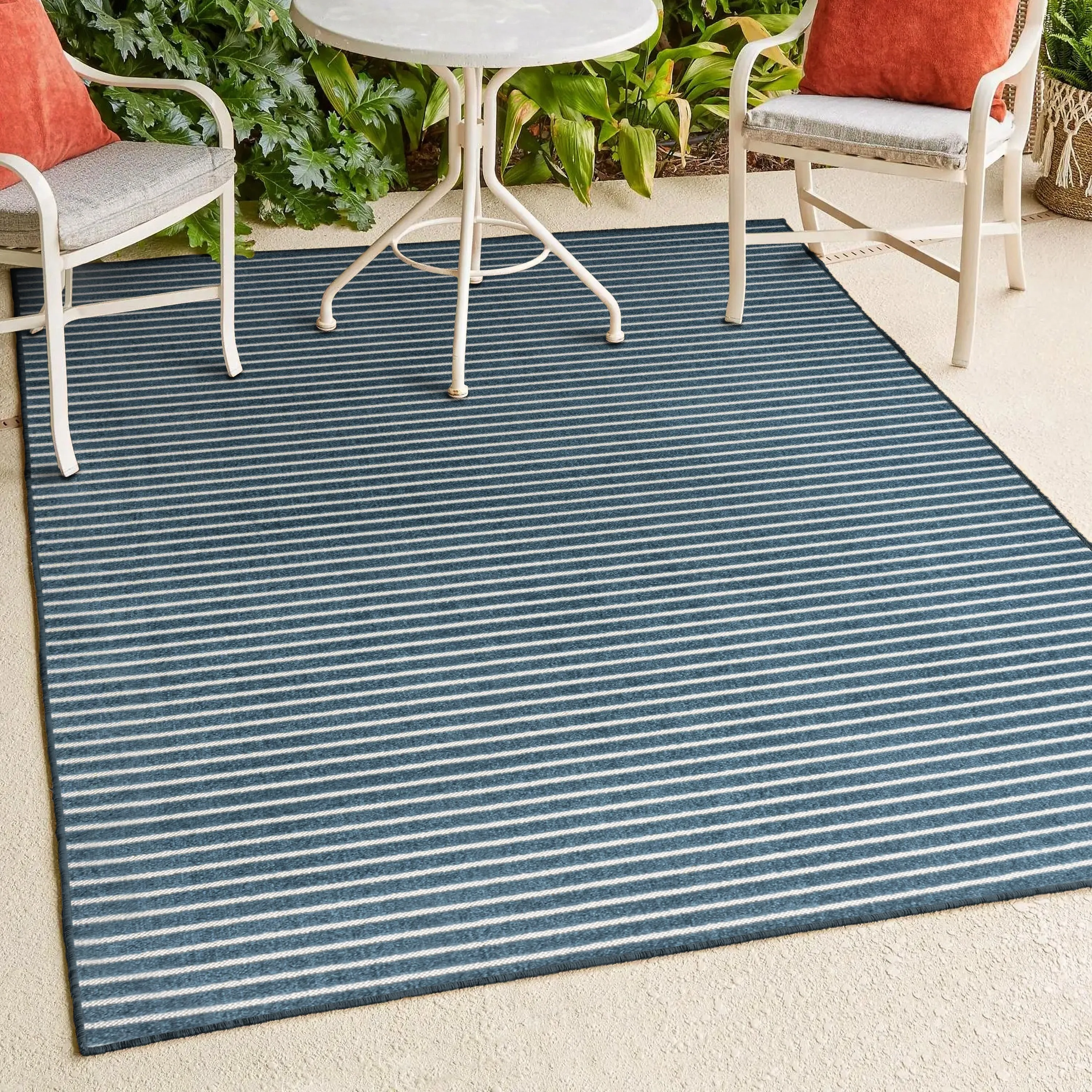 JONATHAN Y Maribo Minimalist Scandi Striped Navy/ivory Area Rug