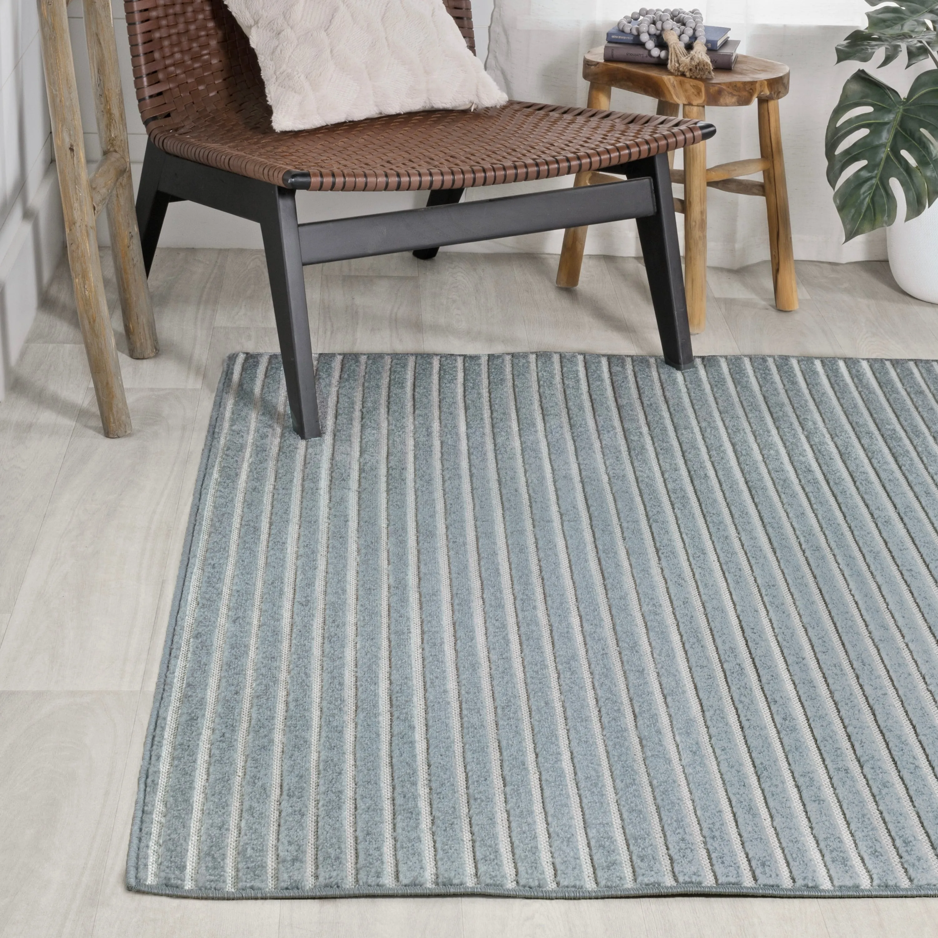 JONATHAN Y Maribo Minimalist Scandi Striped Navy/ivory Area Rug