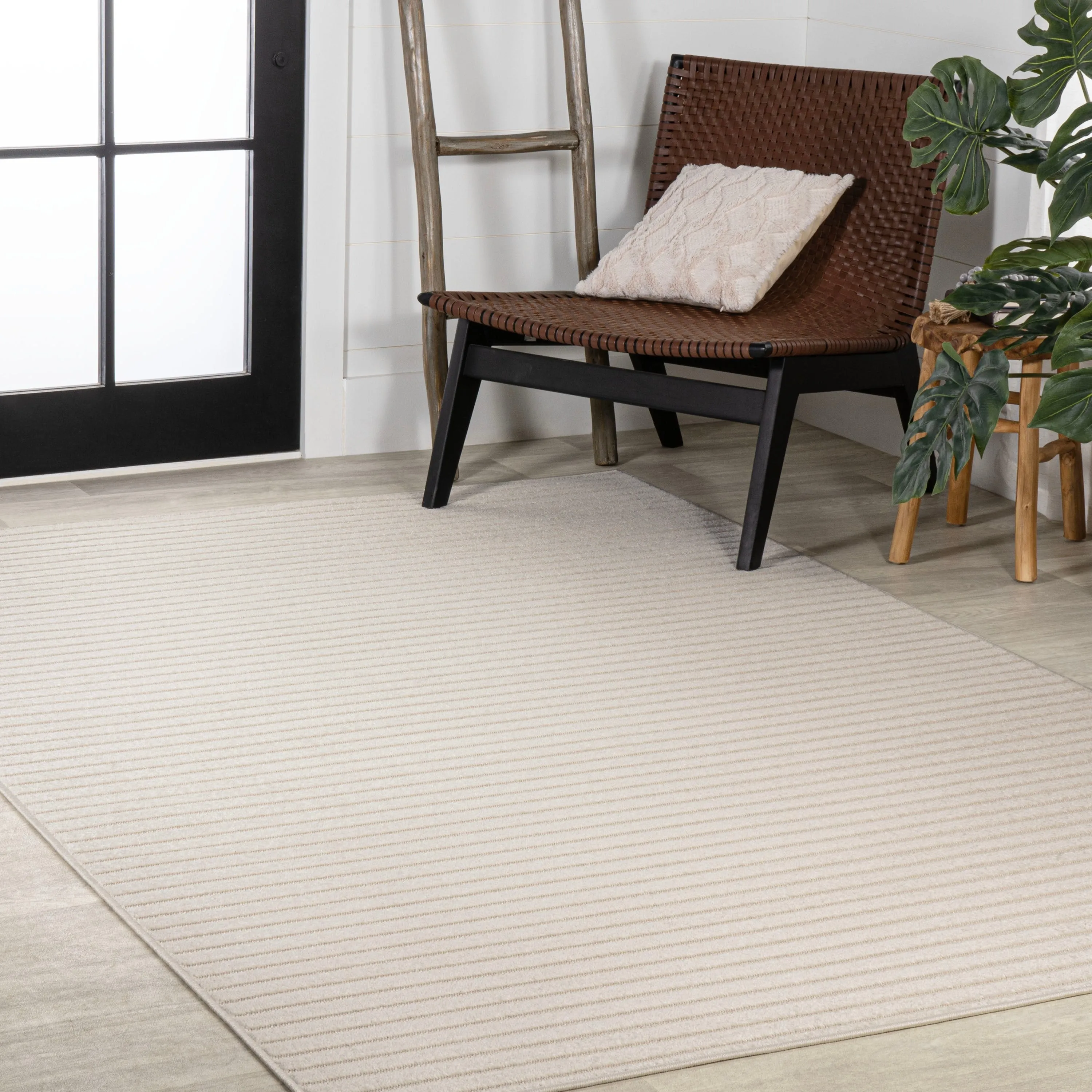 JONATHAN Y Maribo Minimalist Scandi Striped Navy/ivory Area Rug