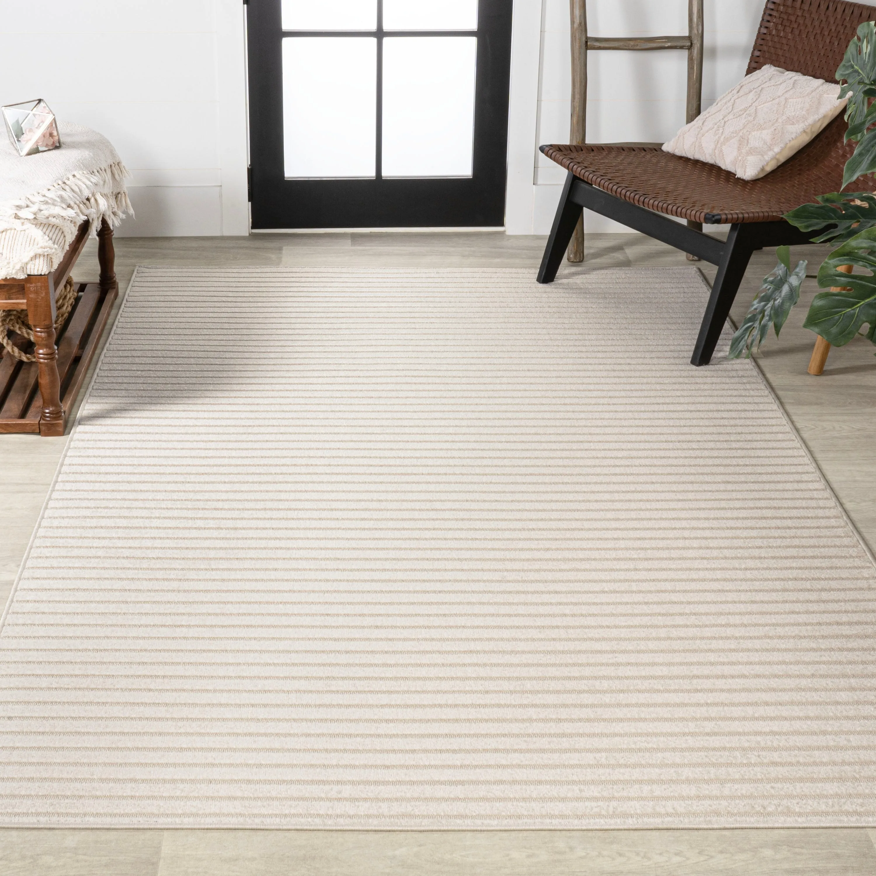 JONATHAN Y Maribo Minimalist Scandi Striped Navy/ivory Area Rug