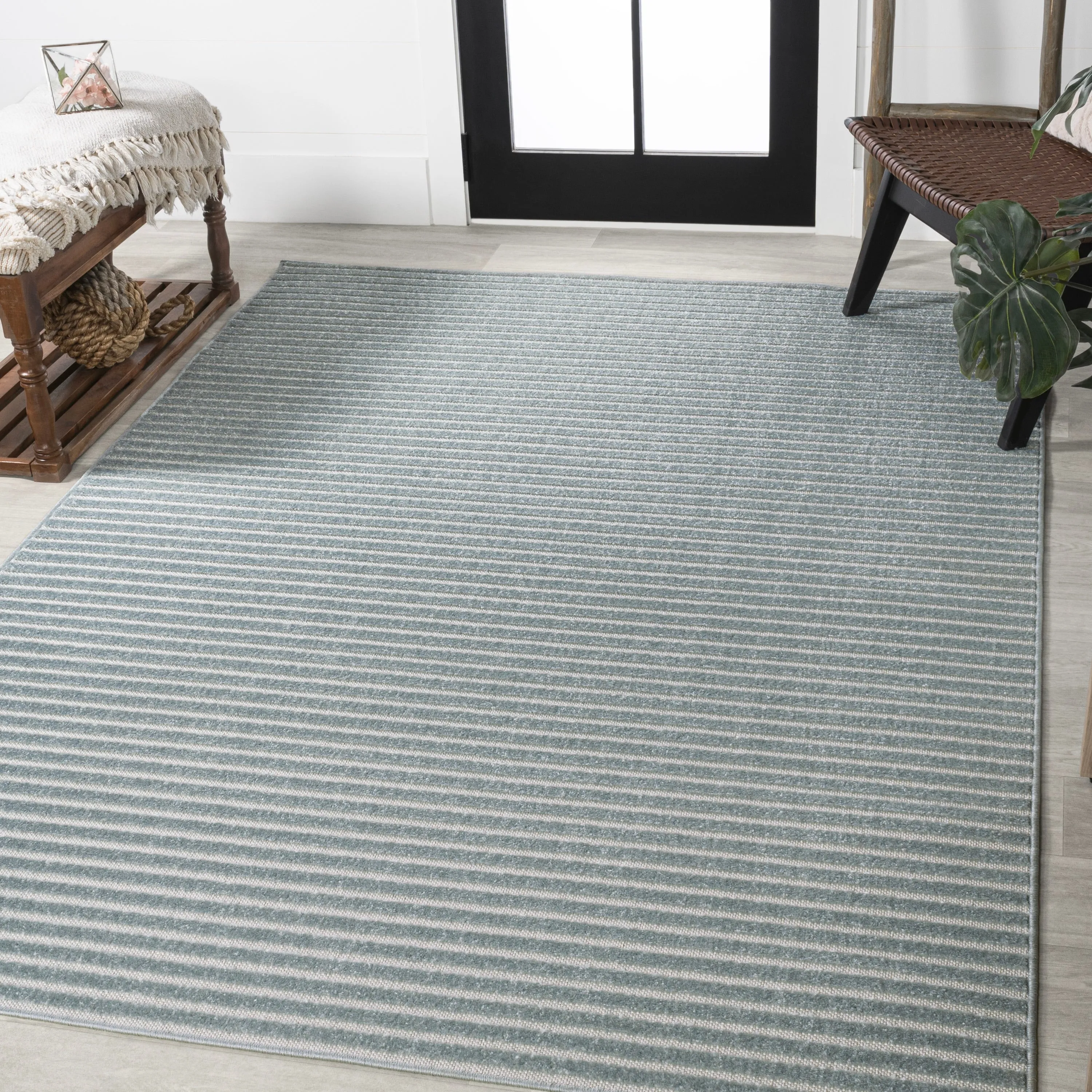 JONATHAN Y Maribo Minimalist Scandi Striped Navy/ivory Area Rug