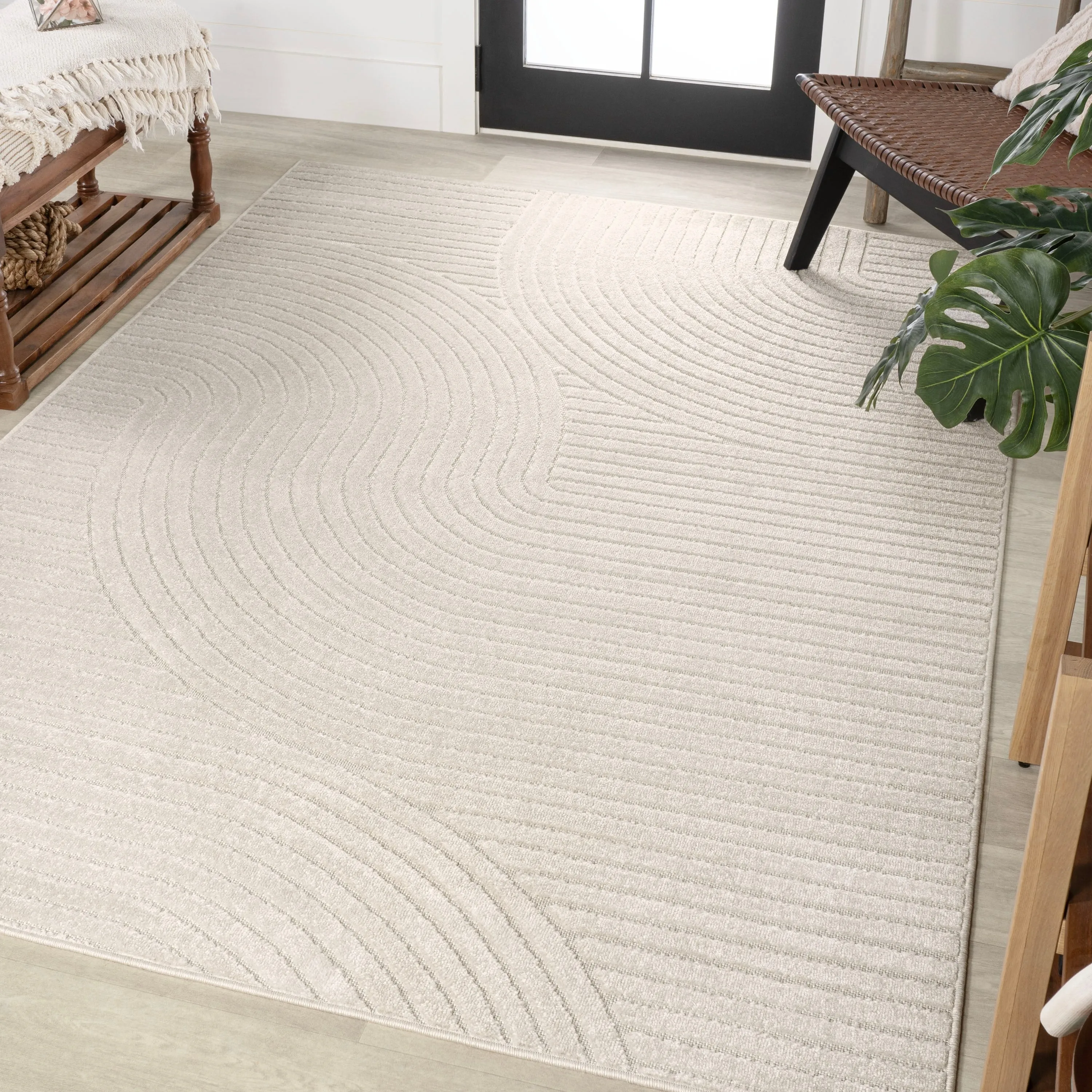 JONATHAN Y Odense Minimalist Curve Geometric Gray/Ivory Area Rug