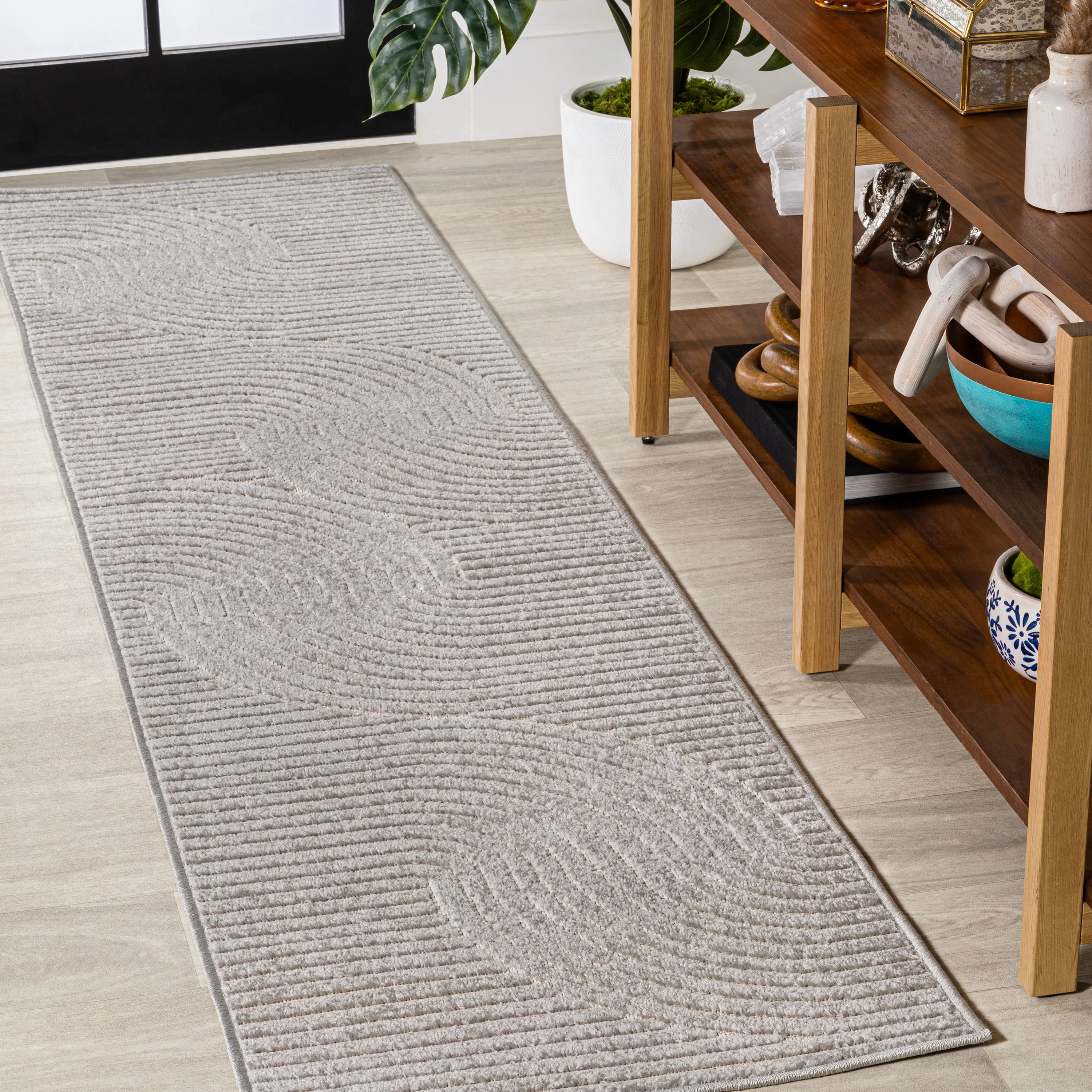 JONATHAN Y Odense Minimalist Curve Geometric Gray/Ivory Area Rug