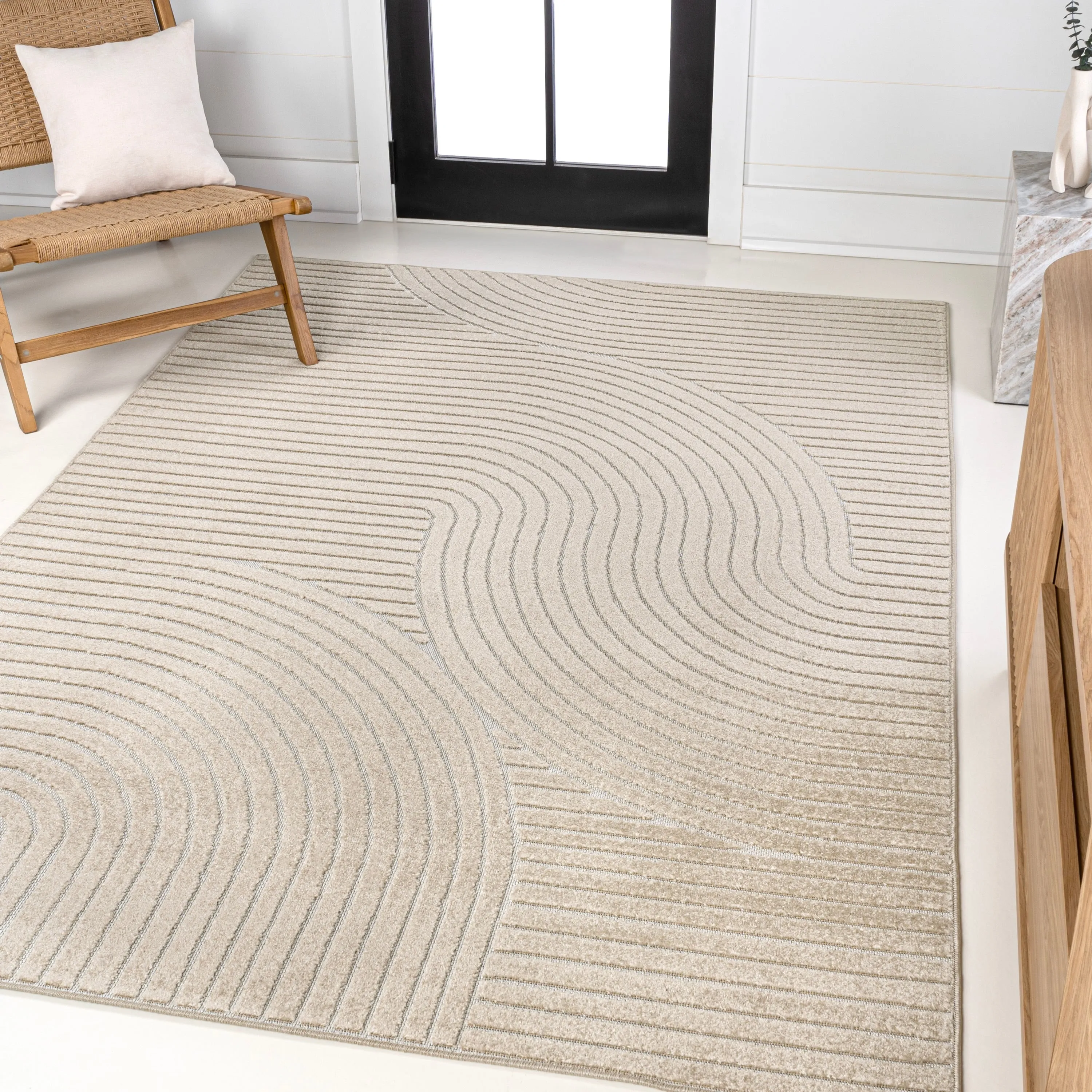 JONATHAN Y Odense Minimalist Curve Geometric Gray/Ivory Area Rug