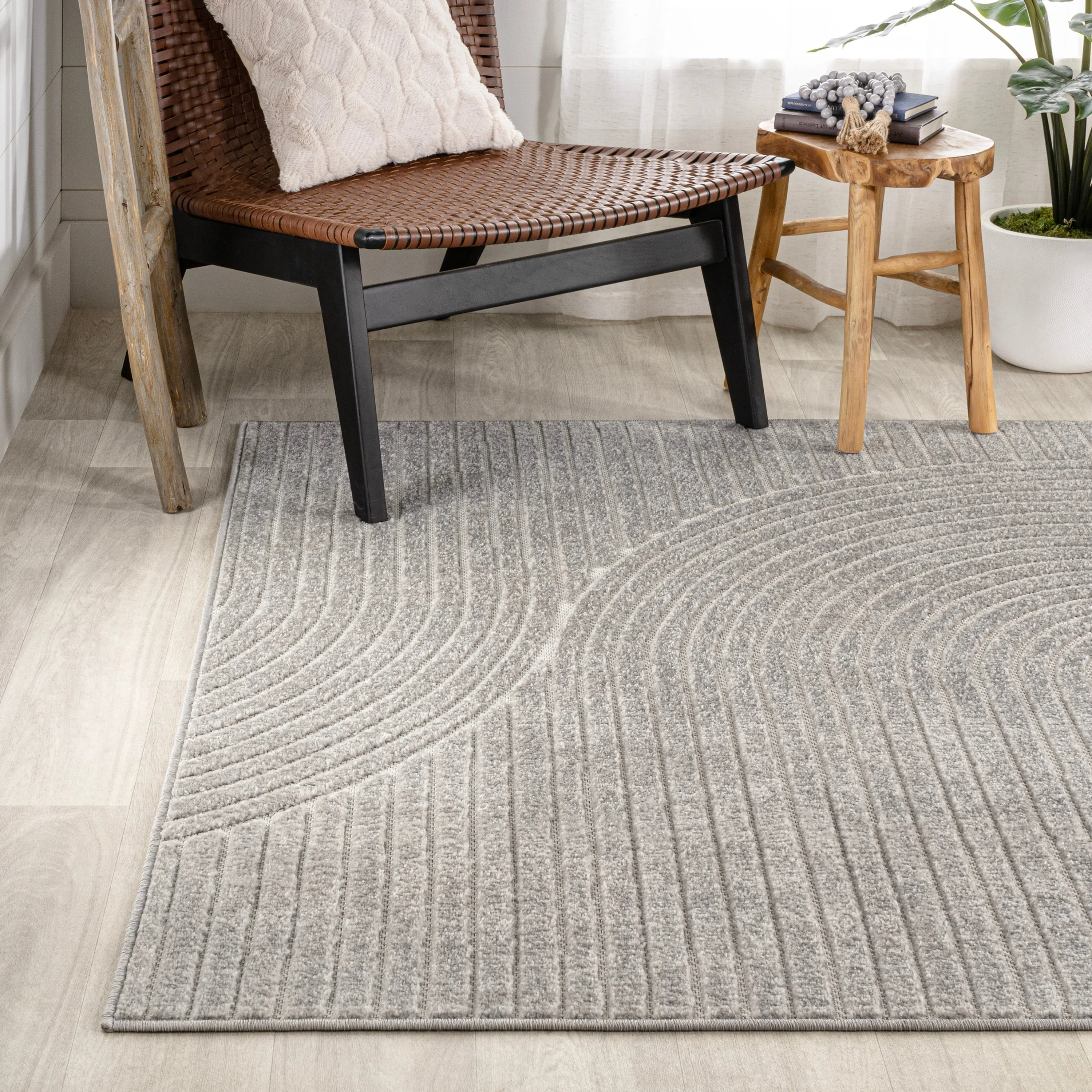 JONATHAN Y Odense Minimalist Curve Geometric Gray/Ivory Area Rug