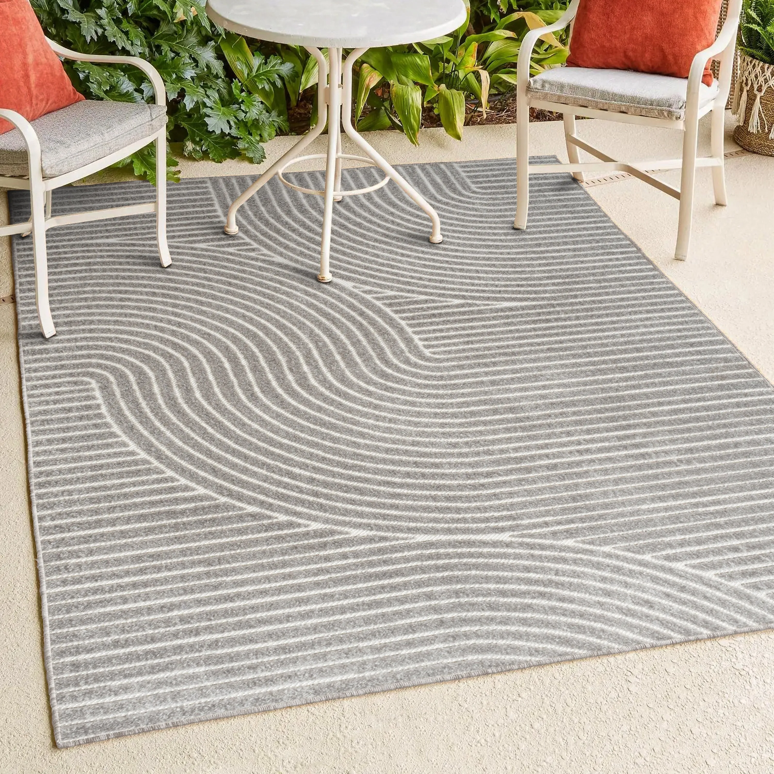 JONATHAN Y Odense Minimalist Curve Geometric Gray/Ivory Area Rug