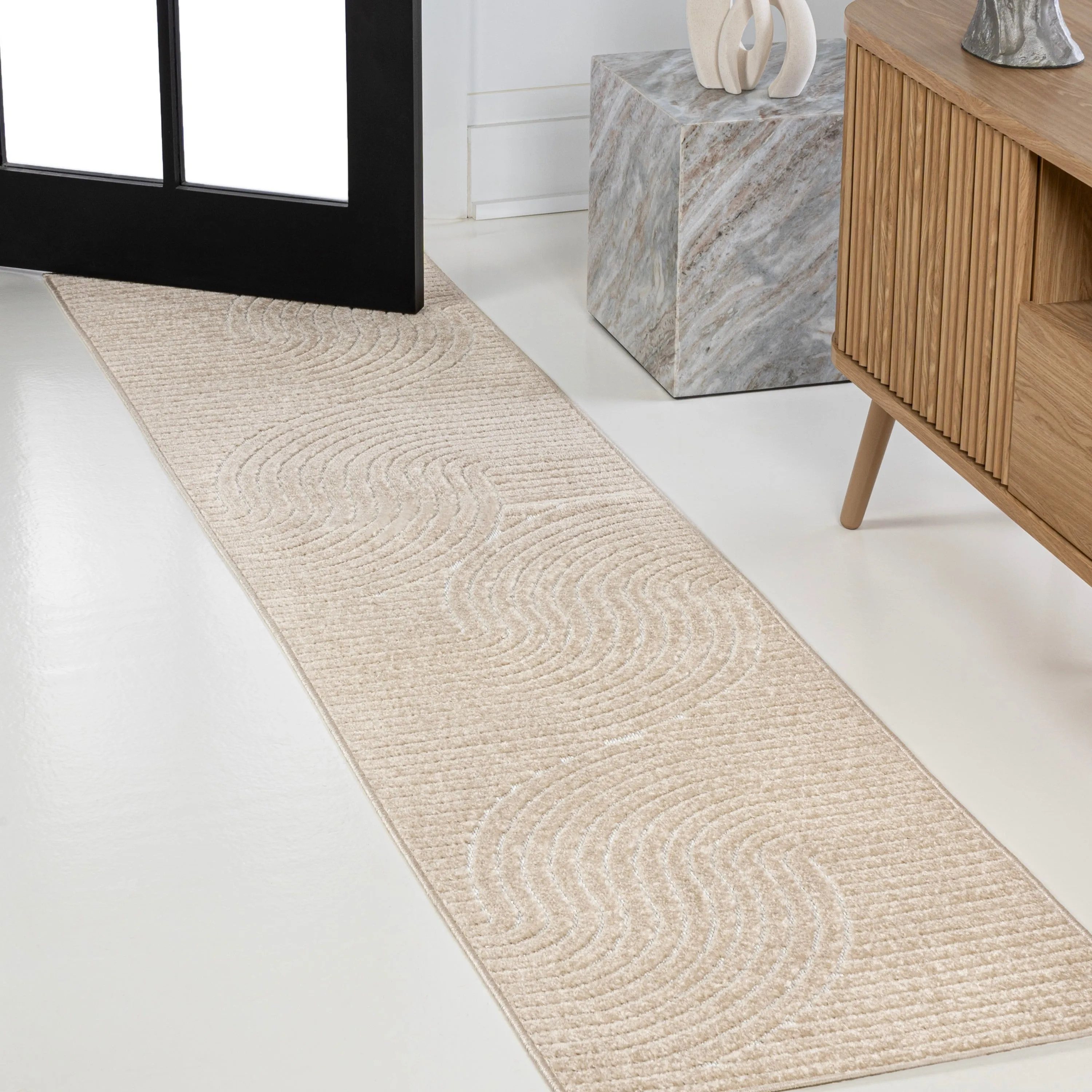 JONATHAN Y Odense Minimalist Curve Geometric Gray/Ivory Area Rug