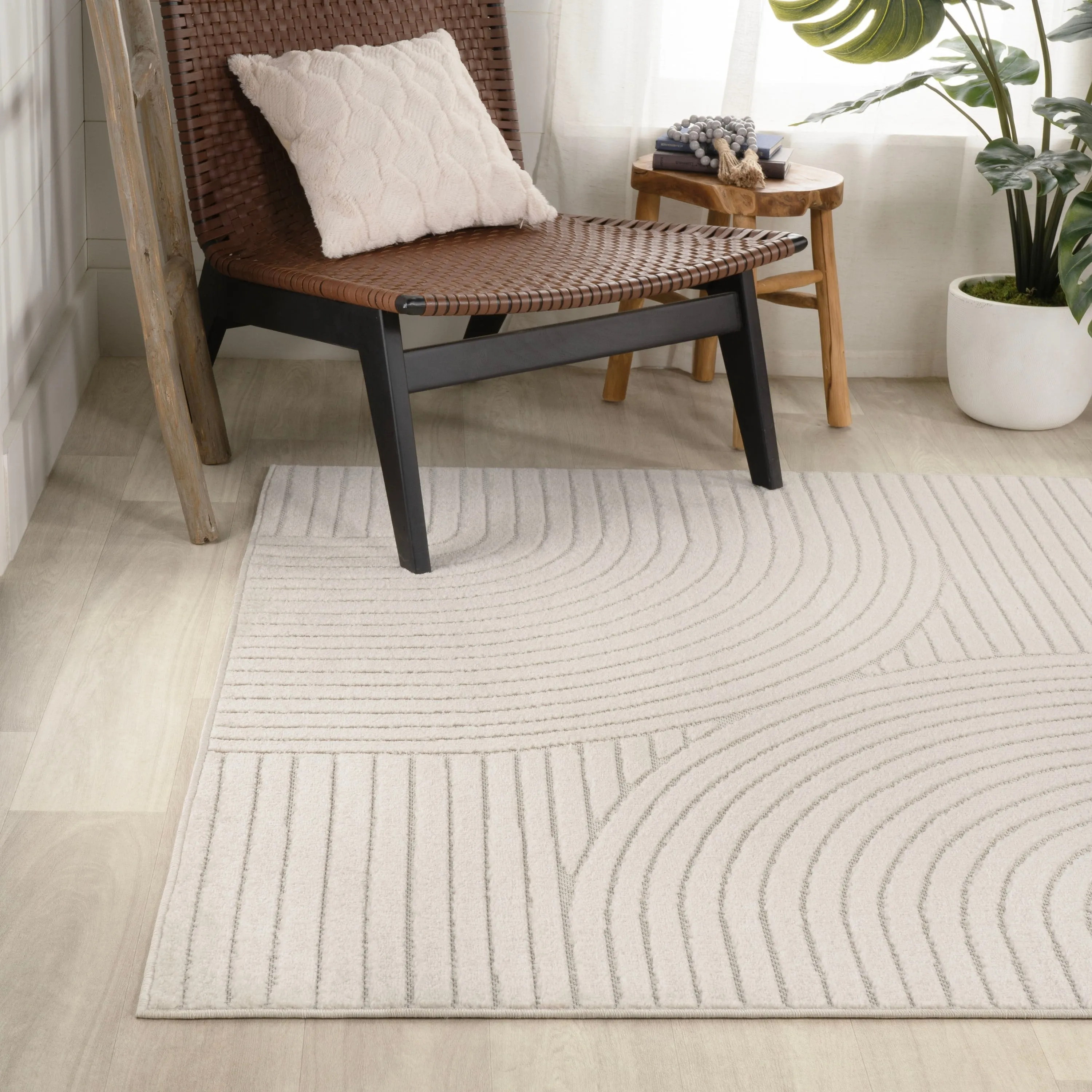 JONATHAN Y Odense Minimalist Curve Geometric Gray/Ivory Area Rug