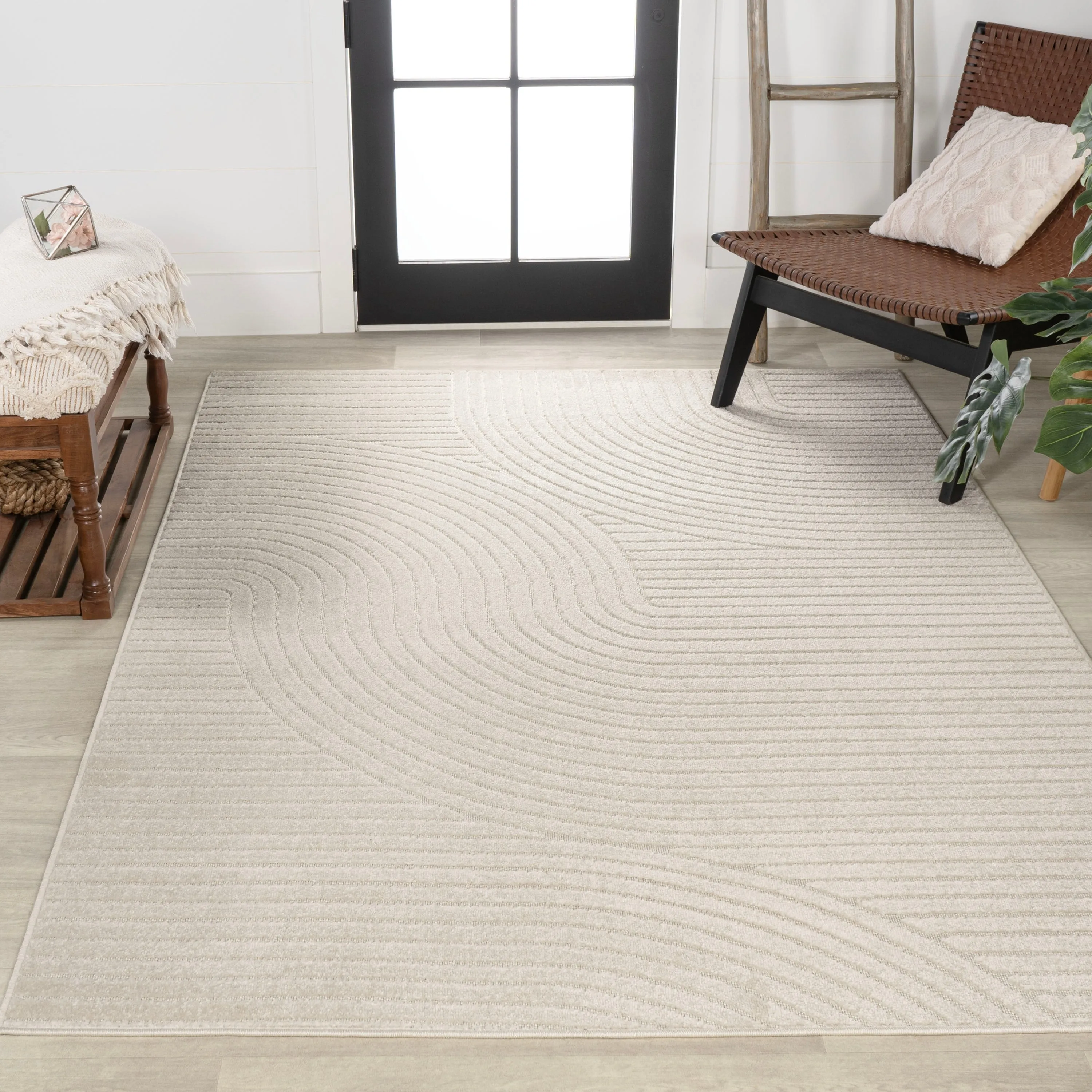 JONATHAN Y Odense Minimalist Curve Geometric Gray/Ivory Area Rug