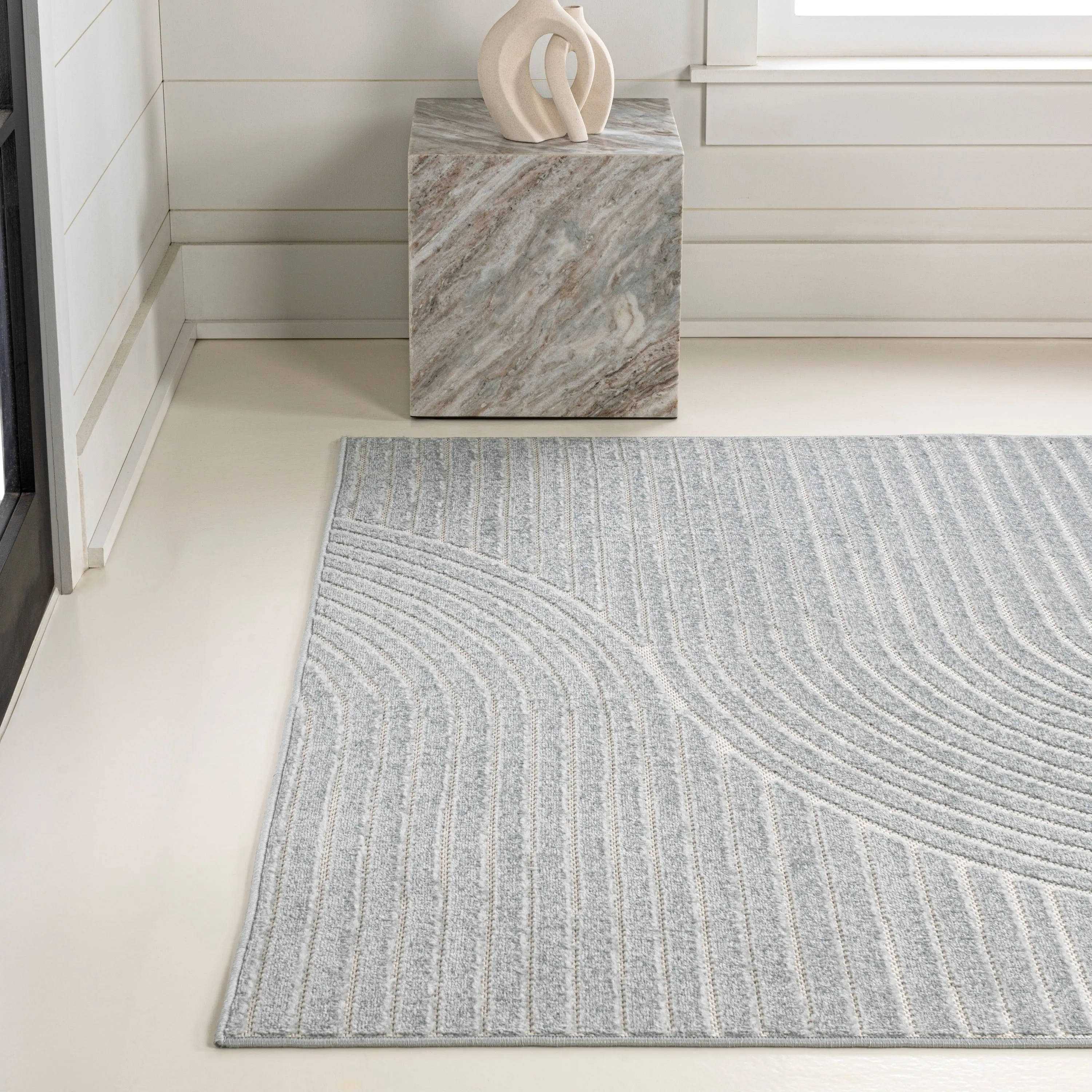 JONATHAN Y Odense Minimalist Curve Geometric Gray/Ivory Area Rug