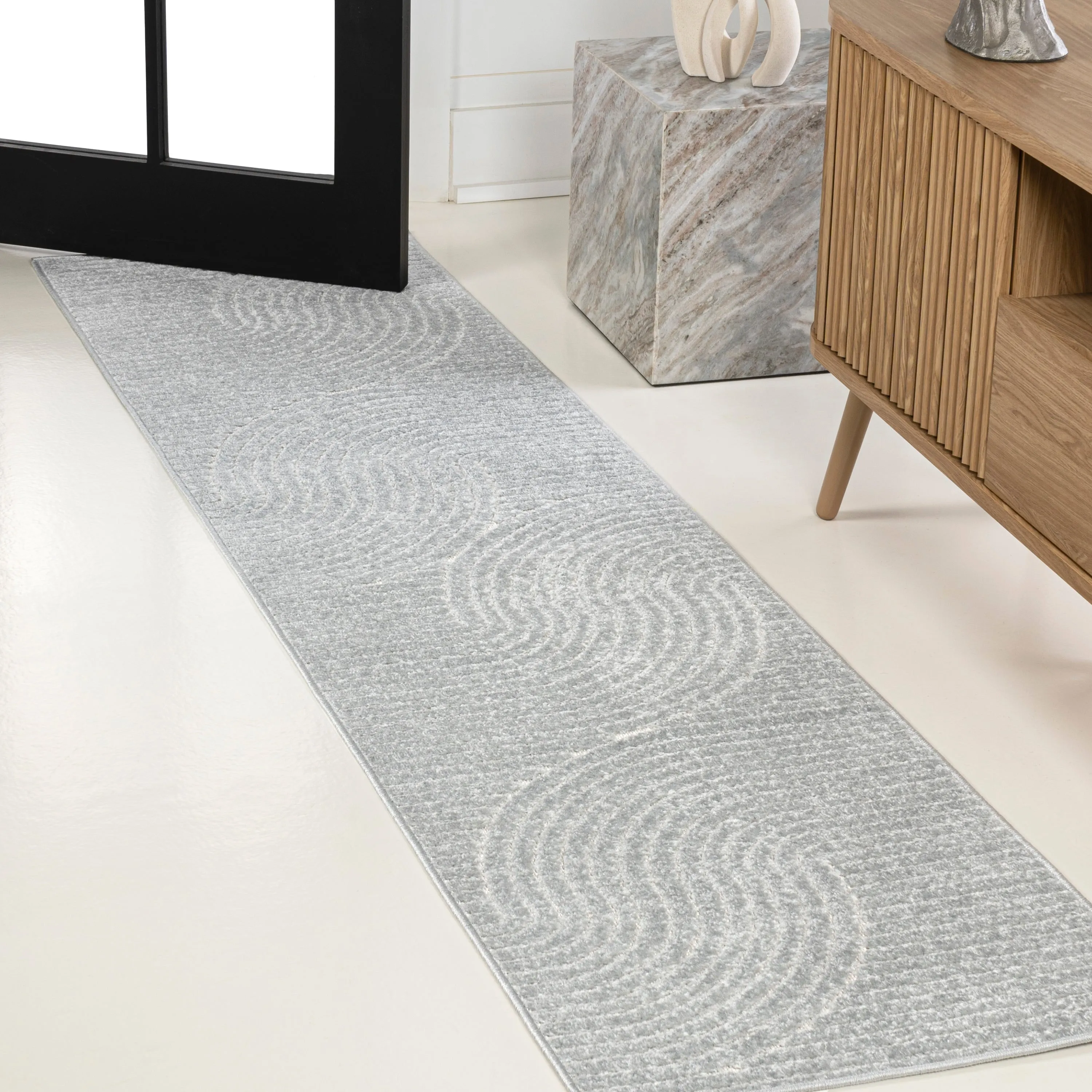 JONATHAN Y Odense Minimalist Curve Geometric Gray/Ivory Area Rug