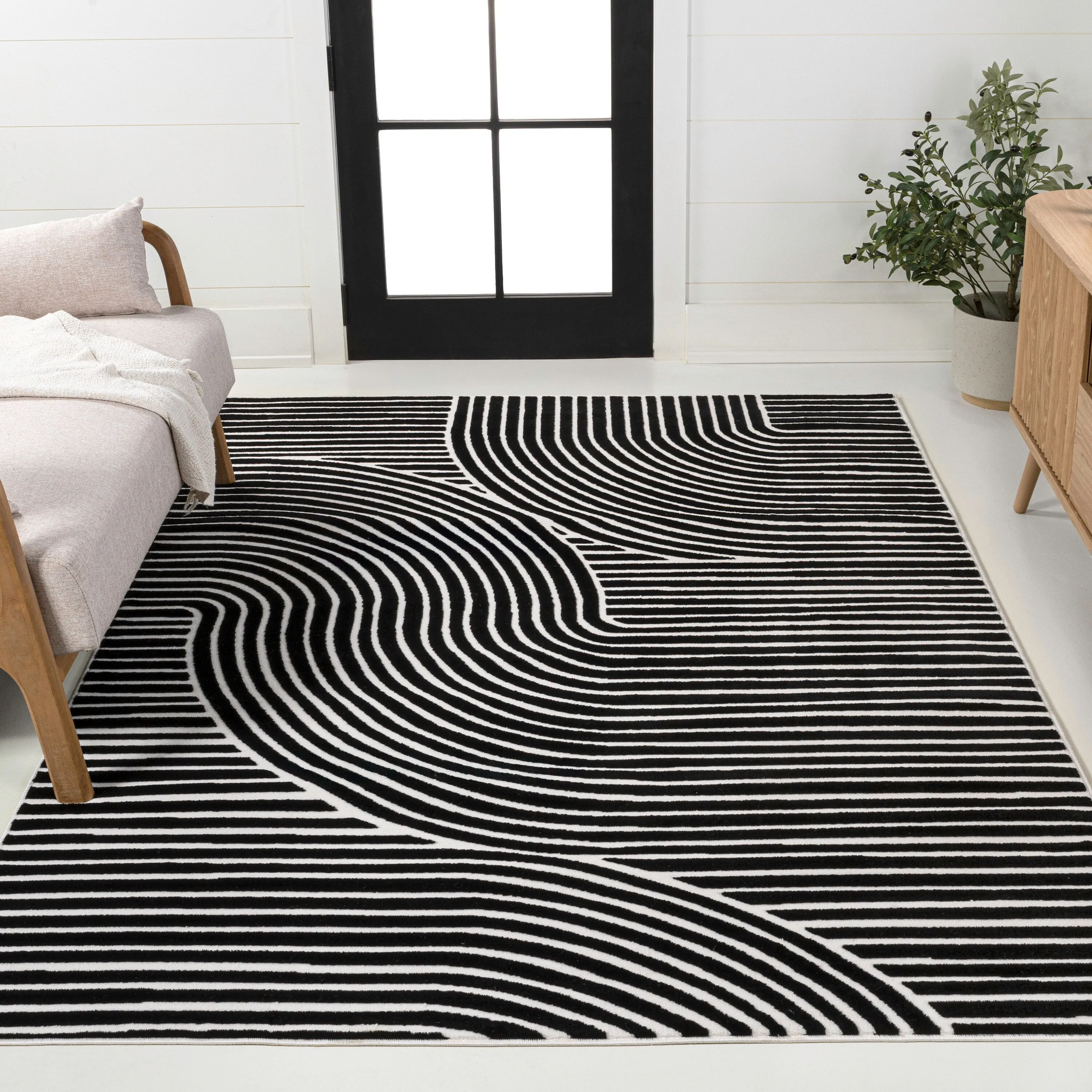 JONATHAN Y Odense Minimalist Curve Geometric Gray/Ivory Area Rug