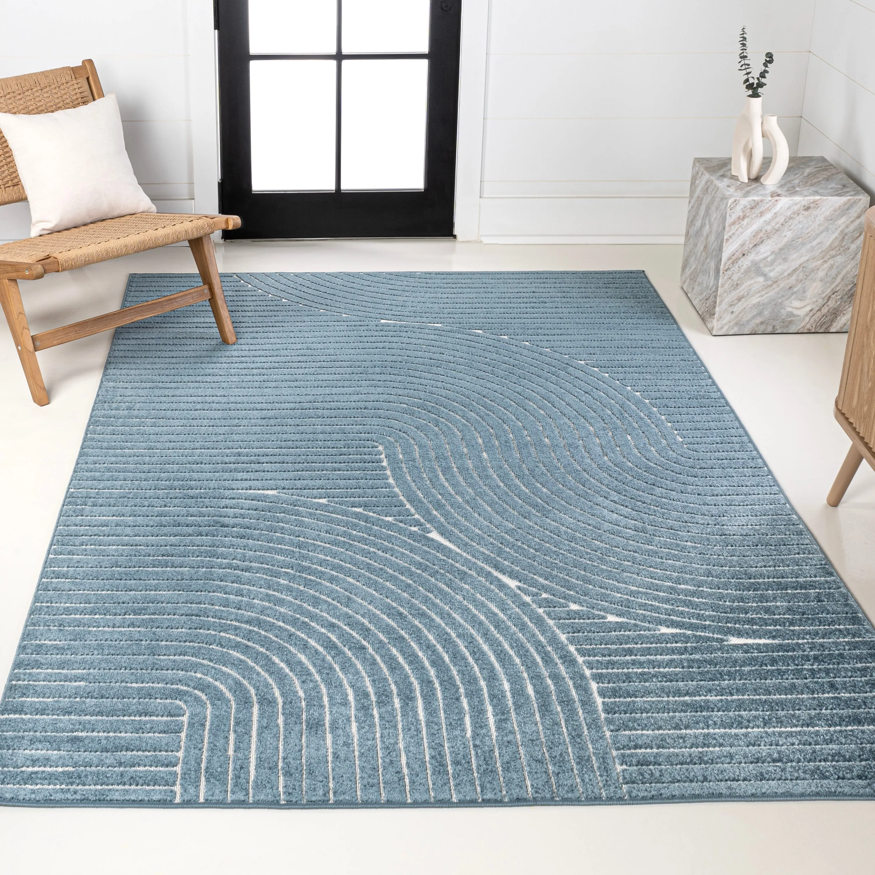 JONATHAN Y Odense Minimalist Curve Geometric Gray/Ivory Area Rug