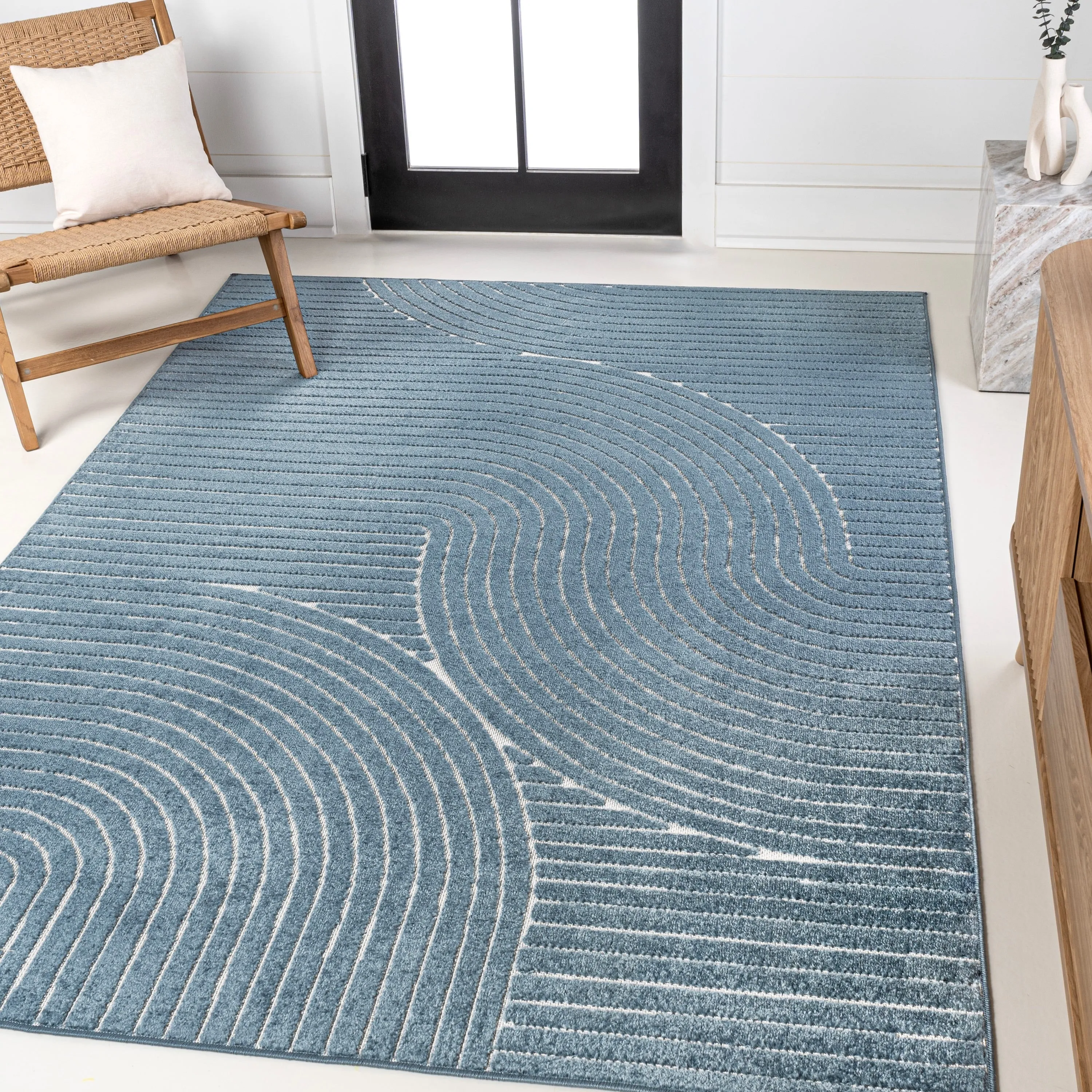 JONATHAN Y Odense Minimalist Curve Geometric Gray/Ivory Area Rug