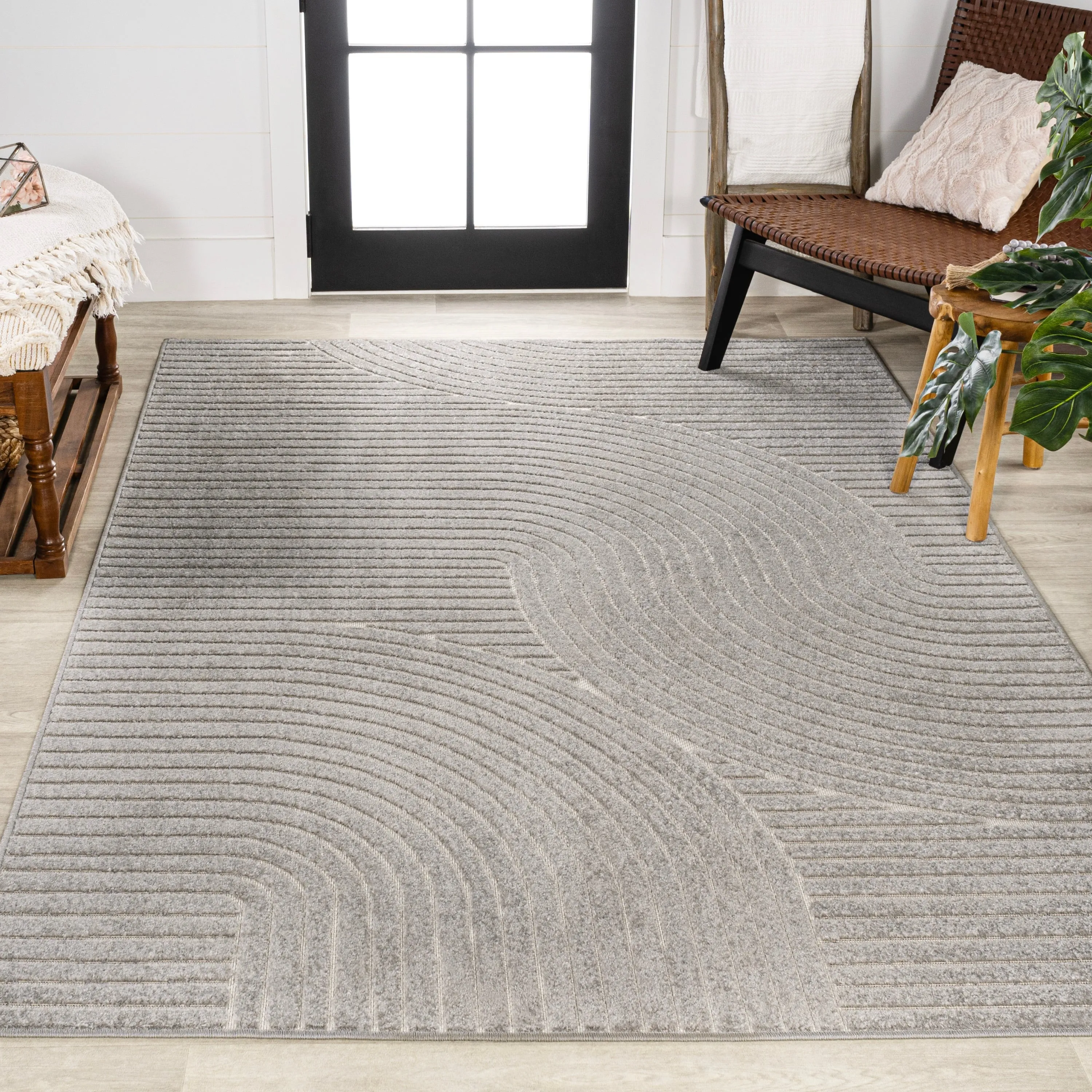 JONATHAN Y Odense Minimalist Curve Geometric Gray/Ivory Area Rug