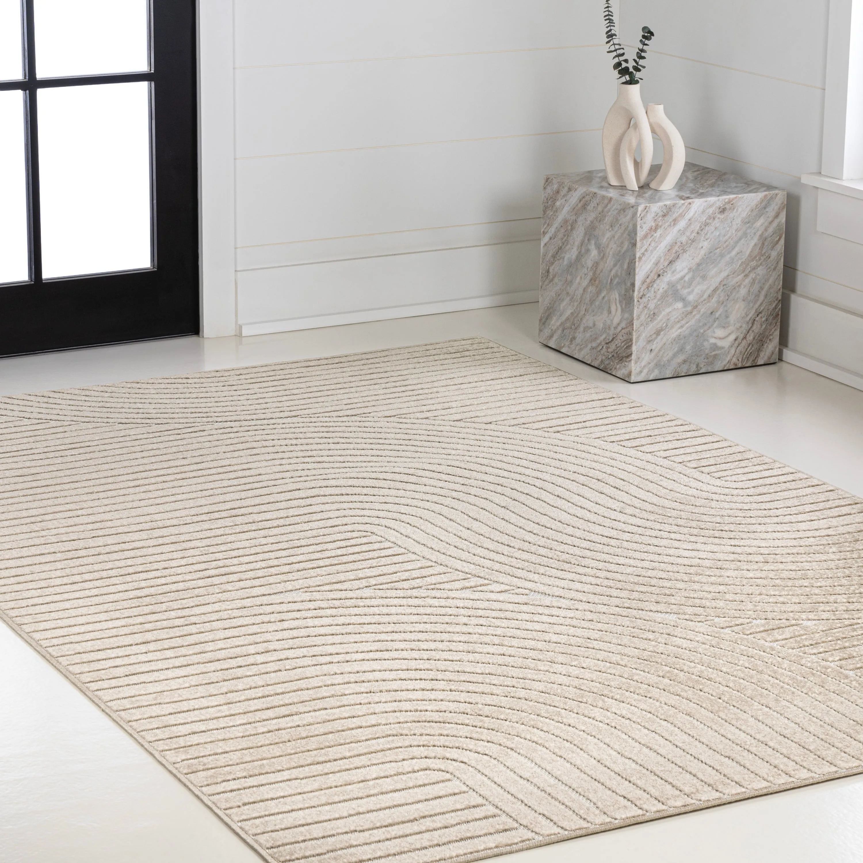 JONATHAN Y Odense Minimalist Curve Geometric Gray/Ivory Area Rug