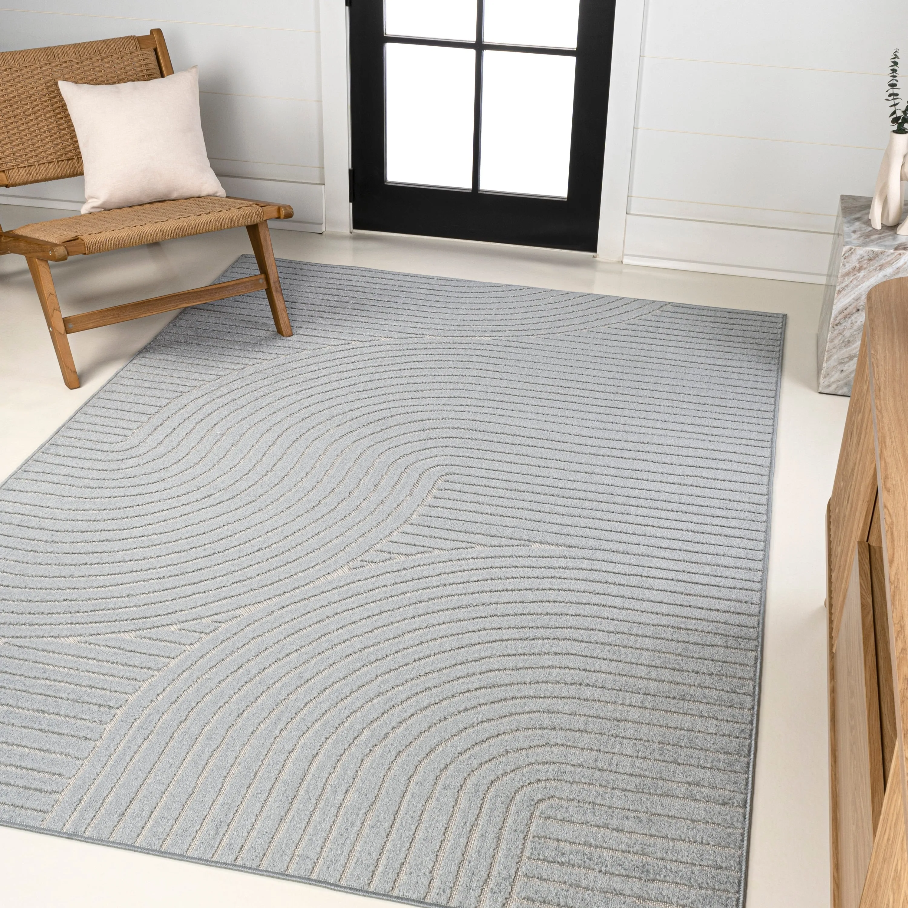 JONATHAN Y Odense Minimalist Curve Geometric Gray/Ivory Area Rug