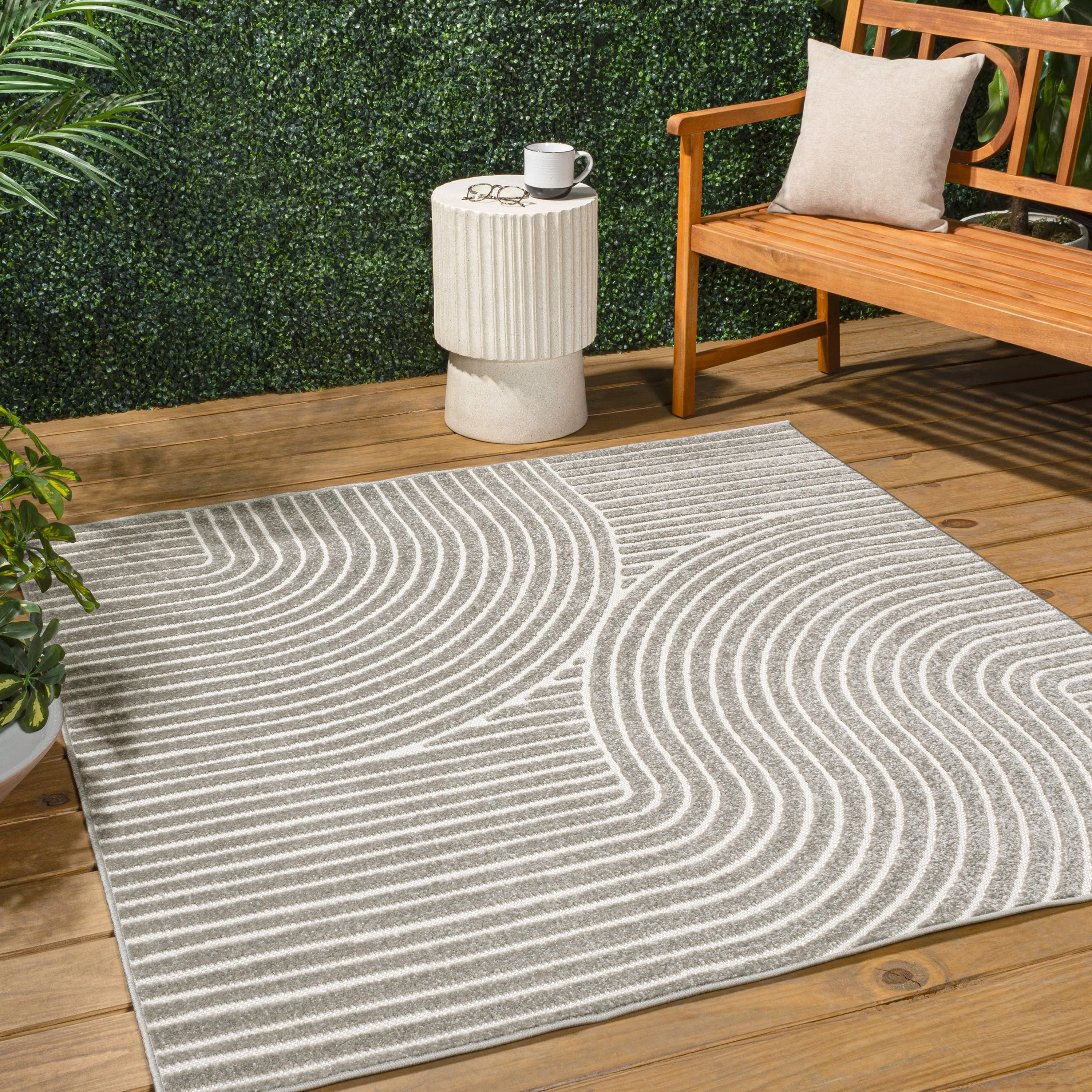 JONATHAN Y Odense Minimalist Curve Geometric Gray/Ivory Area Rug
