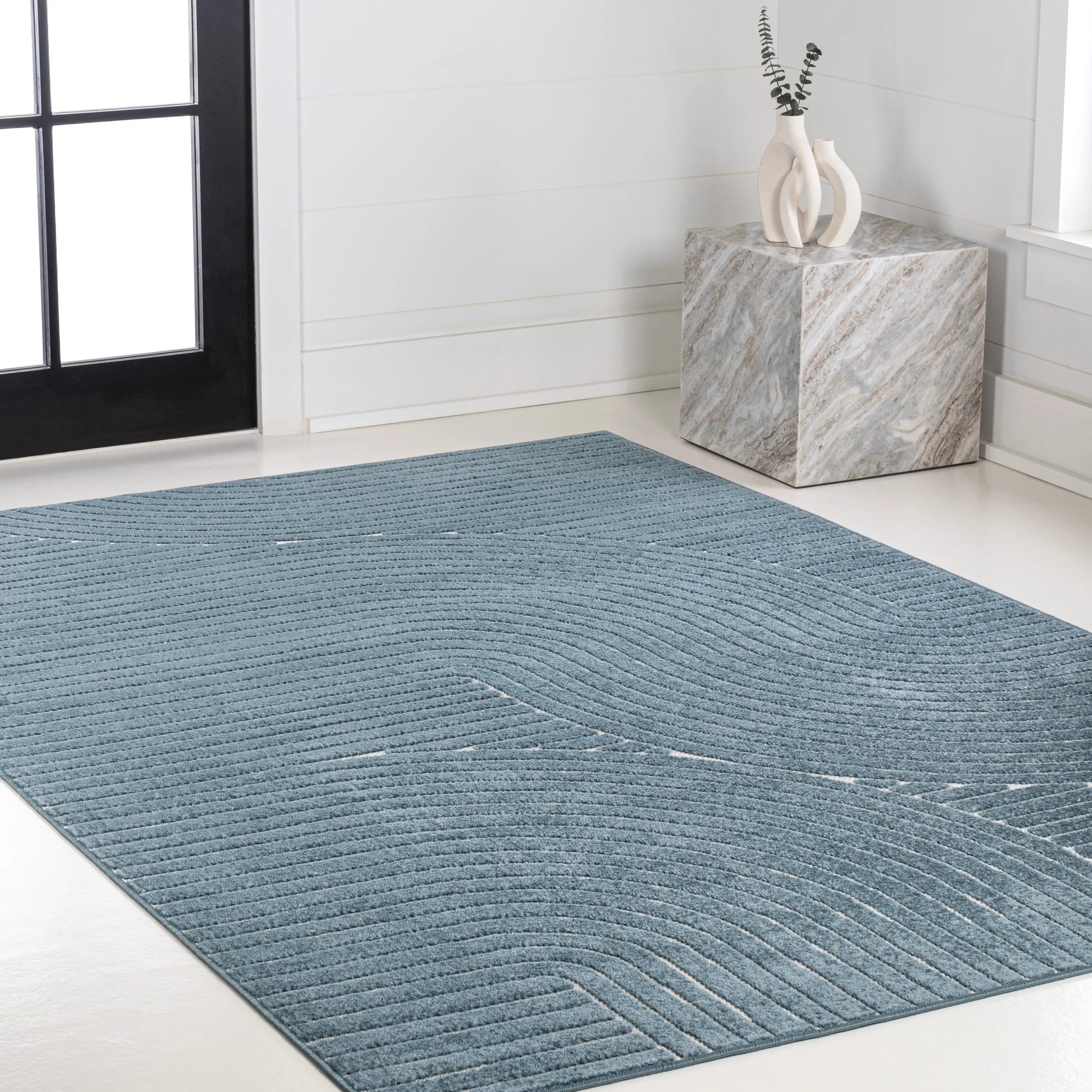 JONATHAN Y Odense Minimalist Curve Geometric Gray/Ivory Area Rug