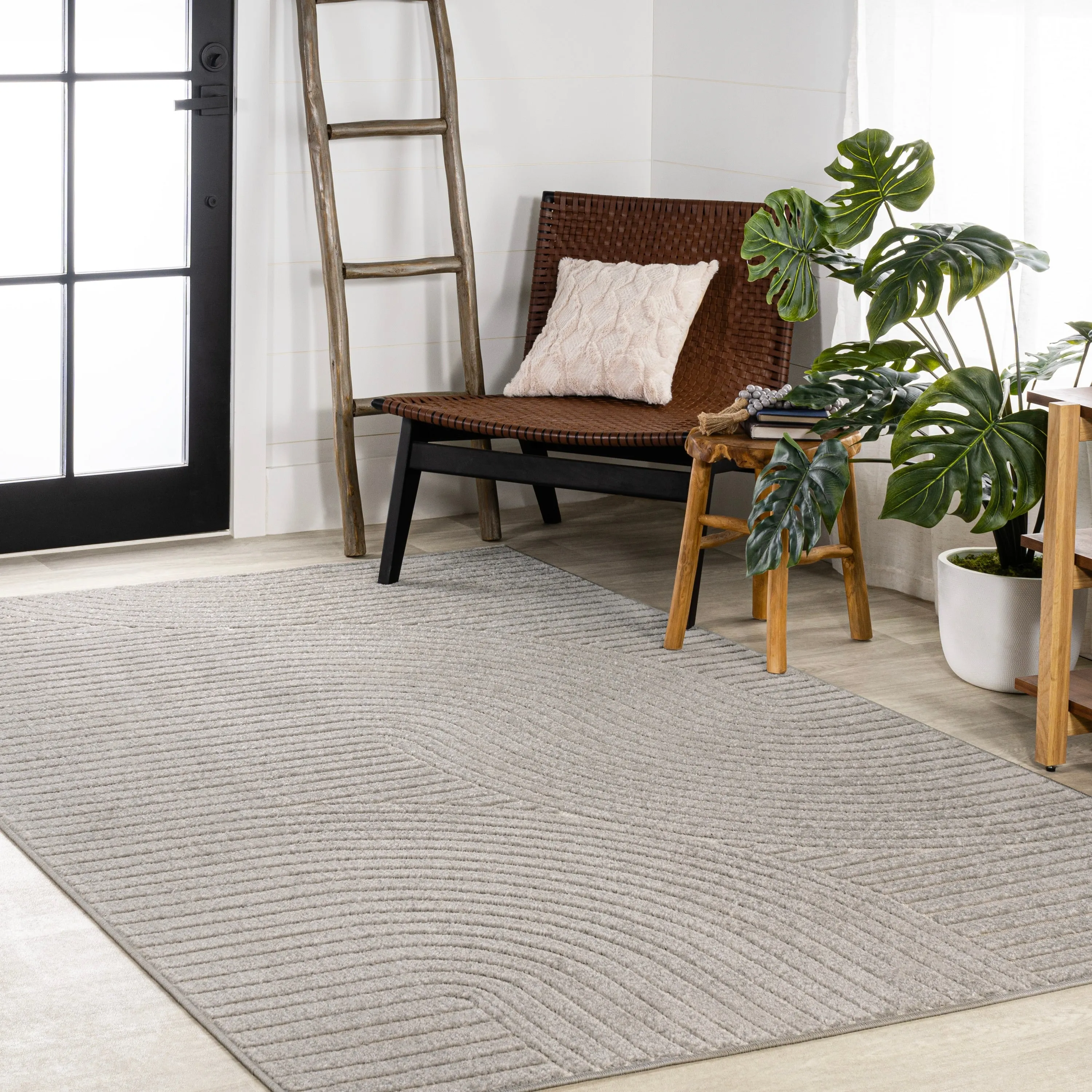 JONATHAN Y Odense Minimalist Curve Geometric Gray/Ivory Area Rug