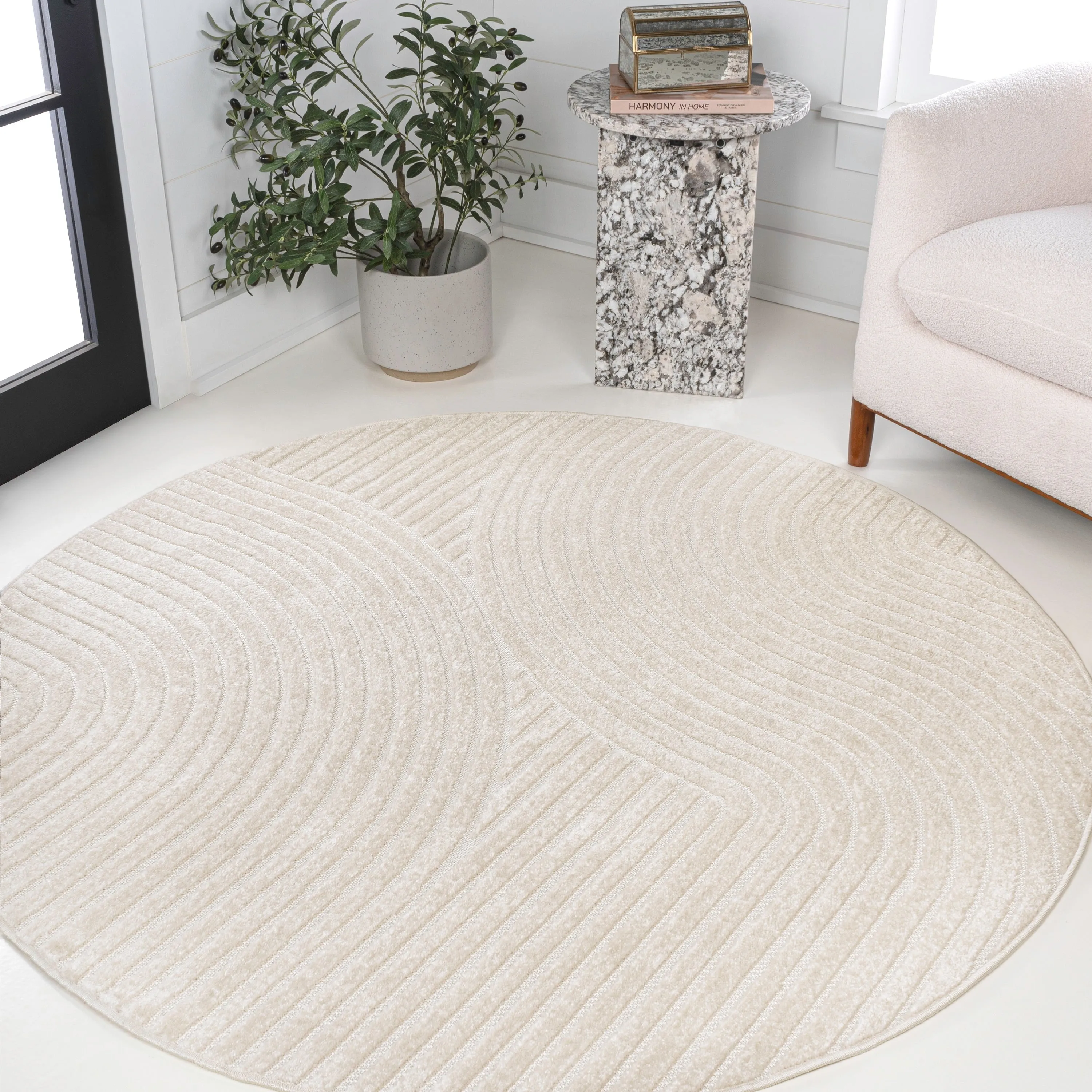 JONATHAN Y Odense Minimalist Curve Geometric Gray/Ivory Area Rug