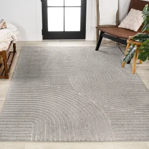 JONATHAN Y Odense Minimalist Curve Geometric Gray/Ivory Area Rug