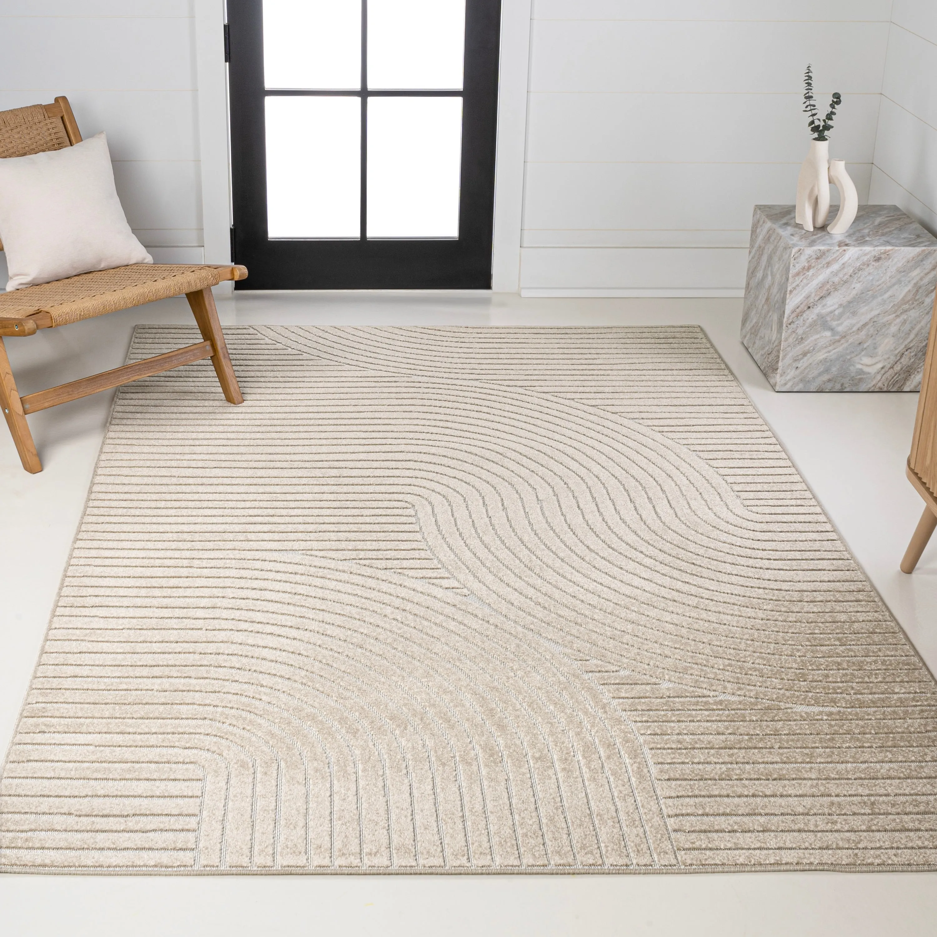 JONATHAN Y Odense Minimalist Curve Geometric Gray/Ivory Area Rug