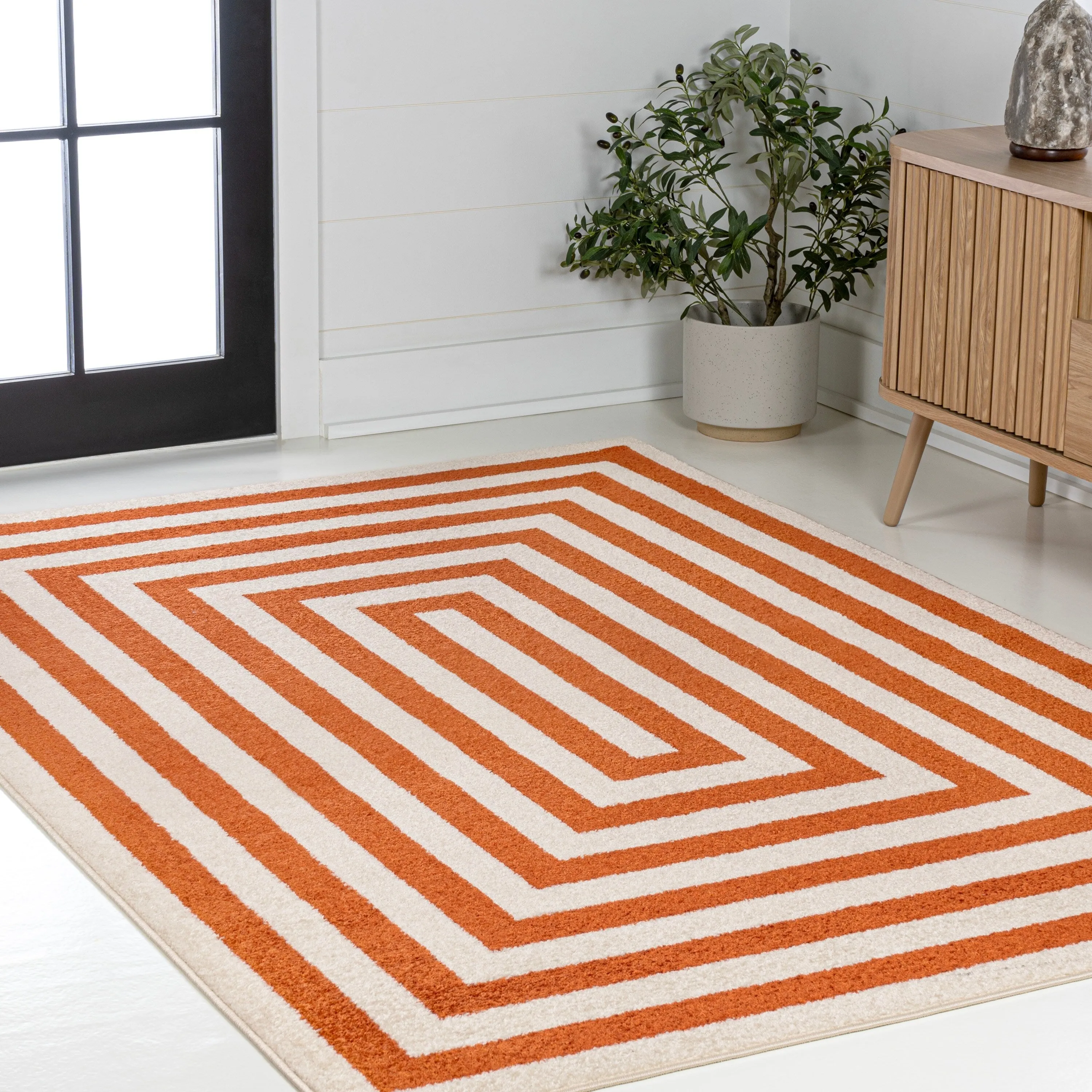 JONATHAN Y Olivier Modern Classic Mitre Stripe Brown/Ivory Rug
