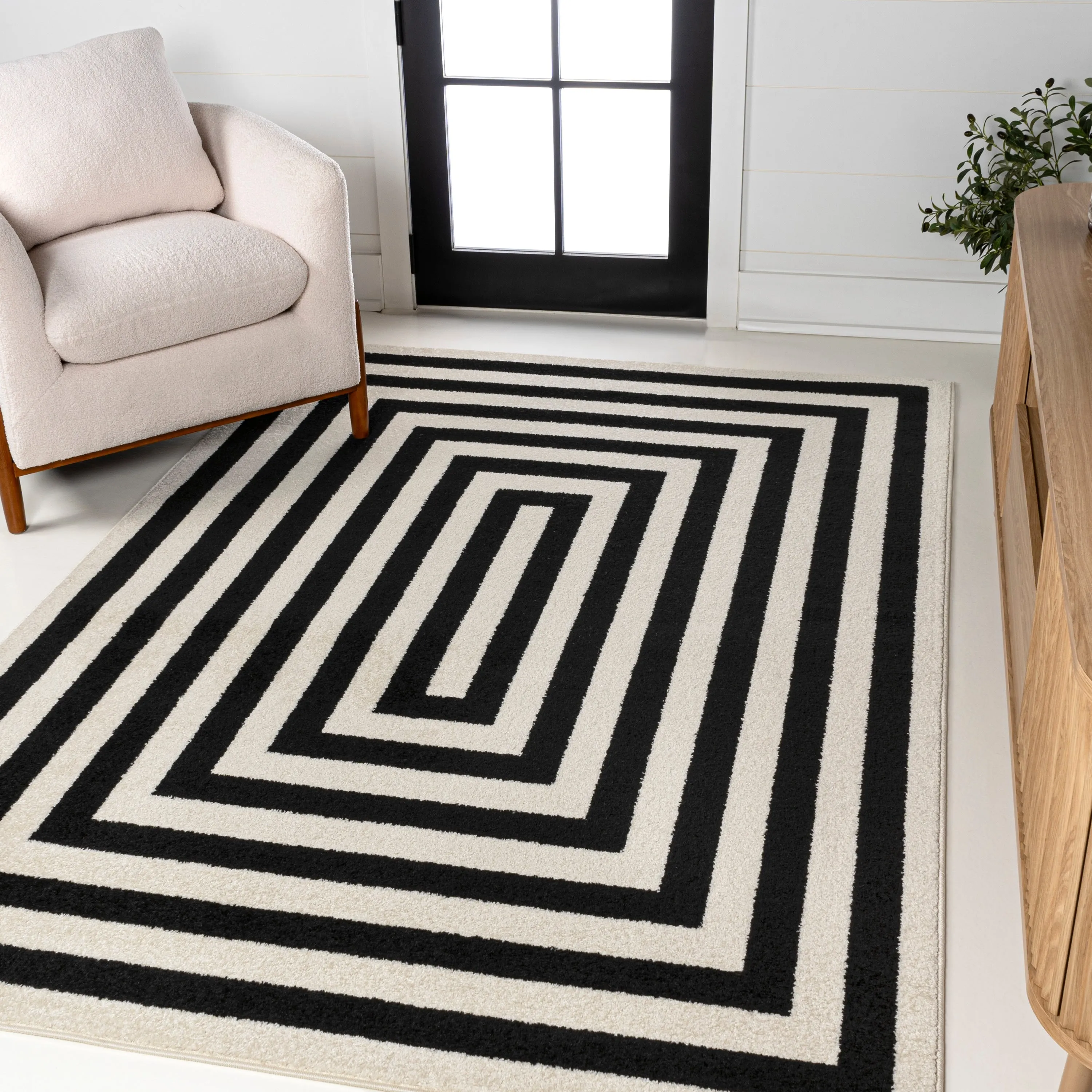 JONATHAN Y Olivier Modern Classic Mitre Stripe Brown/Ivory Rug